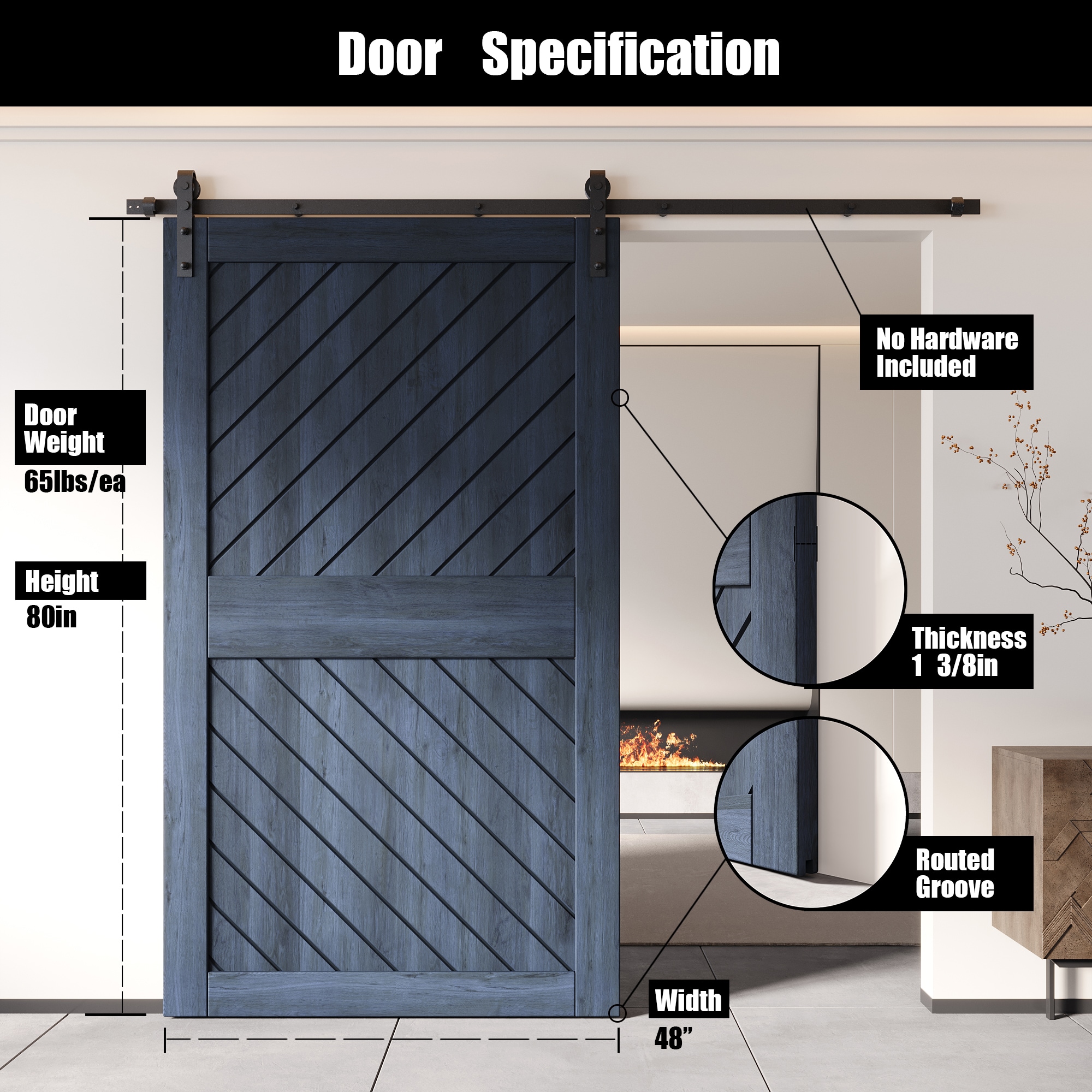 HOMACER XT3-4884-NA Barn-Doors - View #2
