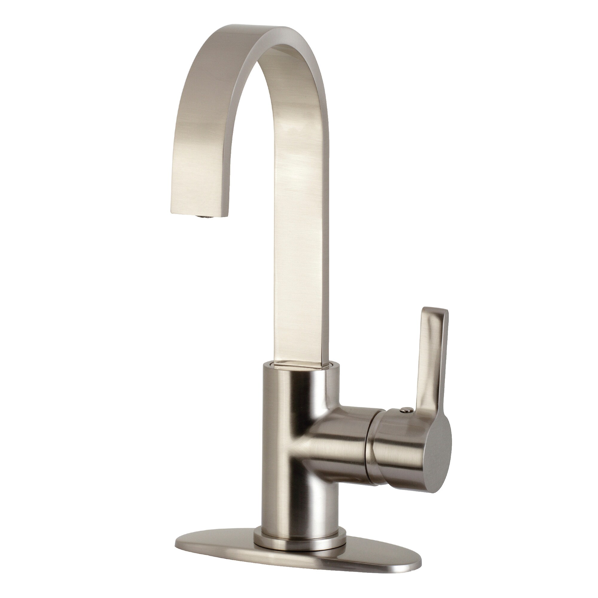 Kingston Brass WLLS8618CTL Continental Brushed nickel Single Handle Deck-mount Bar and Prep Kitchen Faucet ( Deck Plate Included )