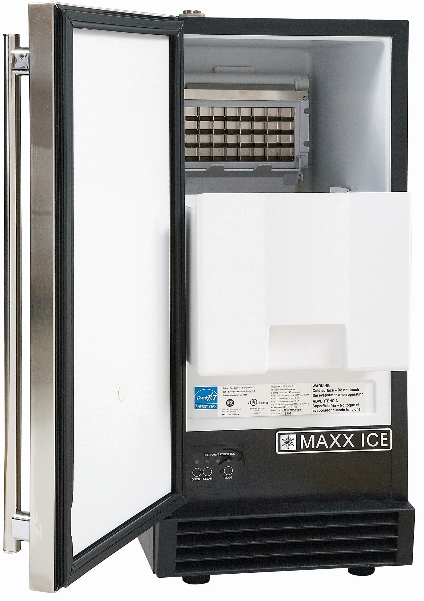 VEVOR 22-lbStorage Ice Maker 77-lb Flip-Up Door Freestanding for Commercial Use Cubed Ice Maker (201 Stainless Steel) | 68KGSYZBJ00000001V1