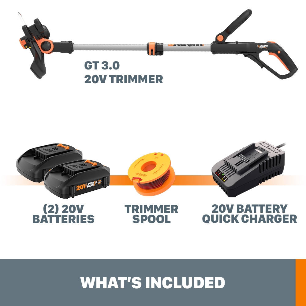 WORX Weed Wacker Power Share 20 volt Max 12 in Straight Battery