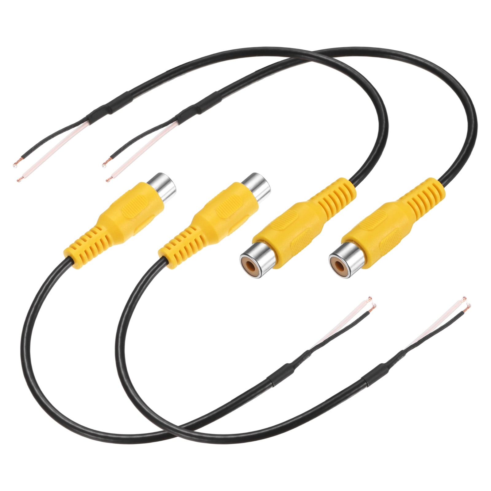 Unique Bargains 4pcs RCA to Speaker Wire Adapter 7.84 Inch/0.2 m RCA Female Plug Jack to Bare Wire Connector Adapter for AV Receiver/Amplifier/TV [Yellow] Repairing Speaker Cords #S26080700UX4969