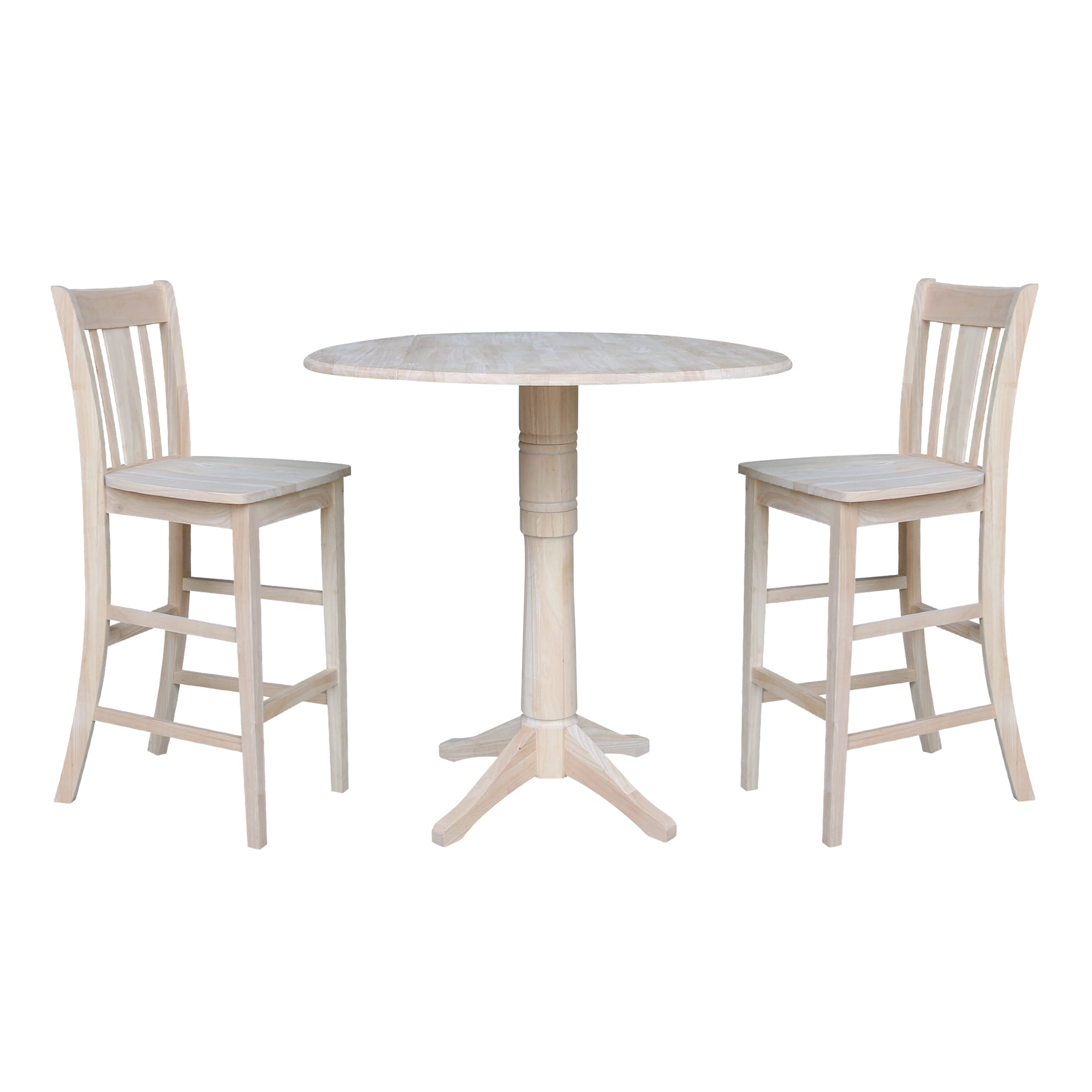 International Concepts K-42DPT-27-S103-2 Unfinished Casual Dining Room Set with Round Table ( Seats 4 )