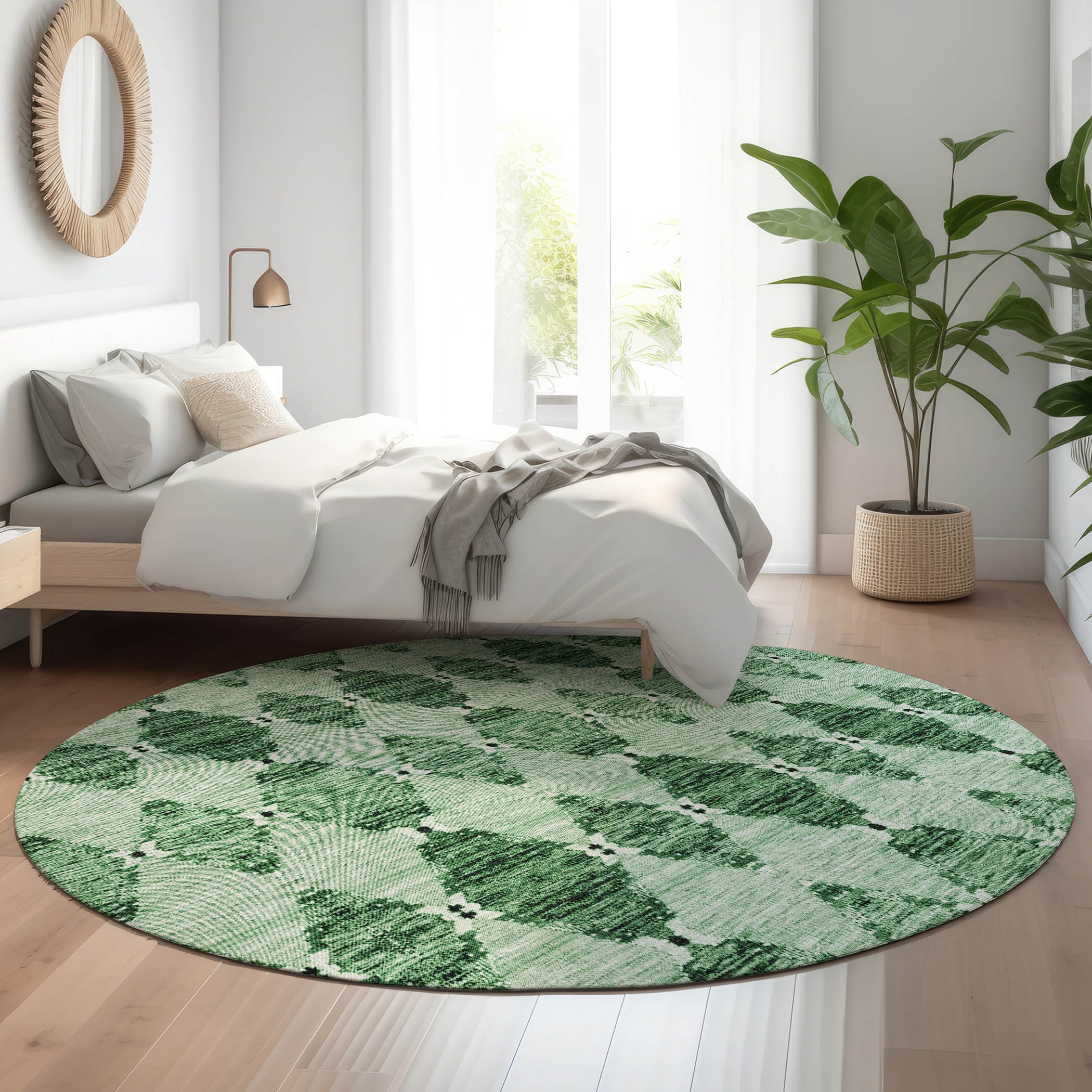 Addison Rugs AMF610EM8RO Mayfield AMF610EM 8 x 8 (ft) Loomed Polyester Emerald Round Indoor Geometric Machine washable Area rug