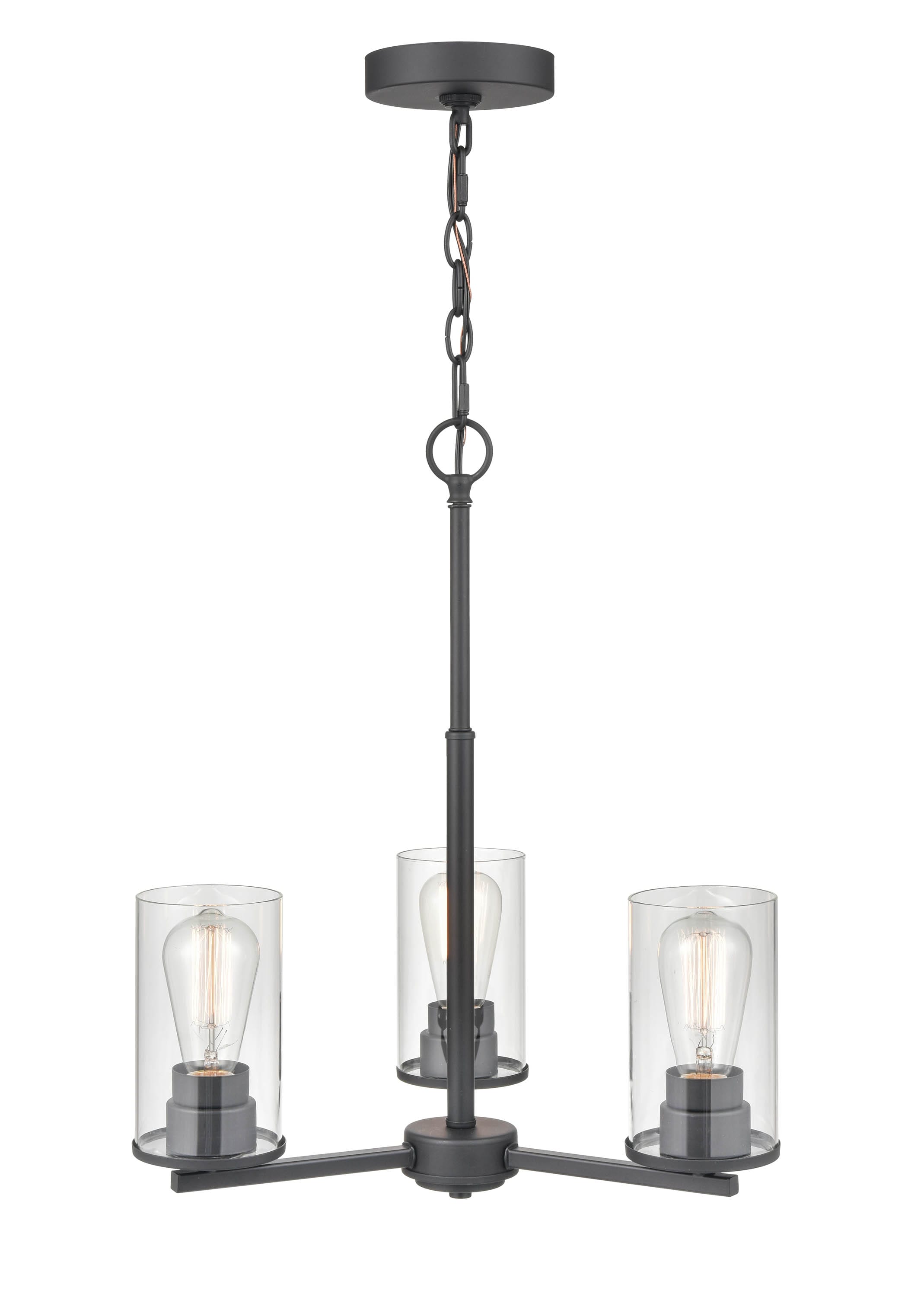 Verlana Matte Black Mini Chandelier with Clear Glass Shades