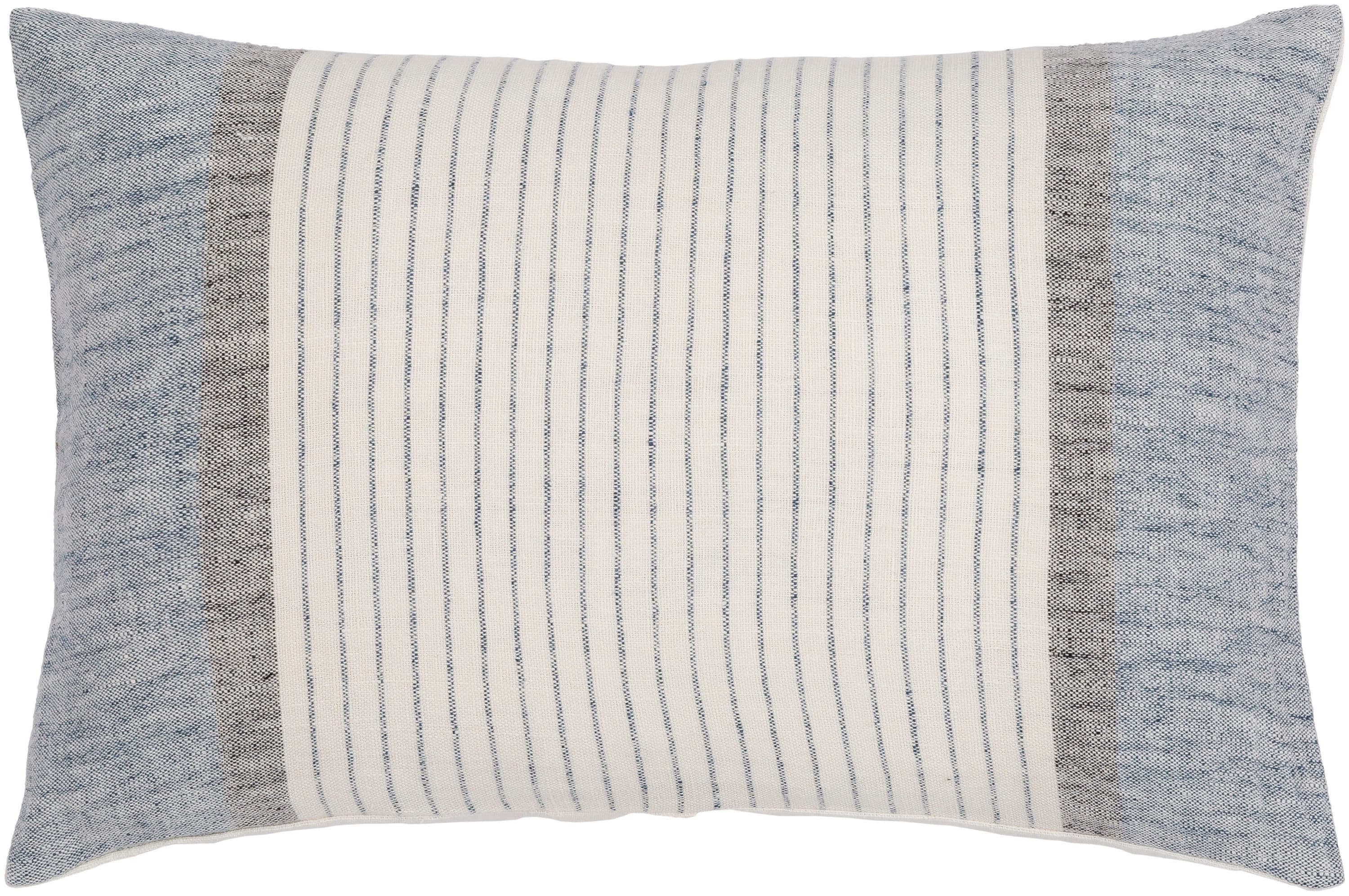 Surya LNB004-1320 Linen Stripe Buttoned 13-in x 20-in Blue/Cream Indoor Decorative Cover