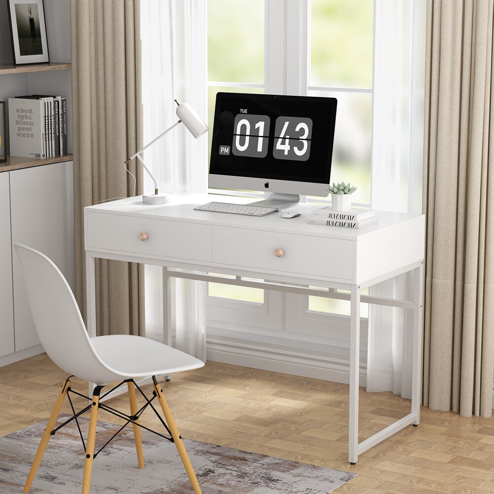 4Nm 31.5 inch Modern Simple Computer Office Study Writing Table Desk, White