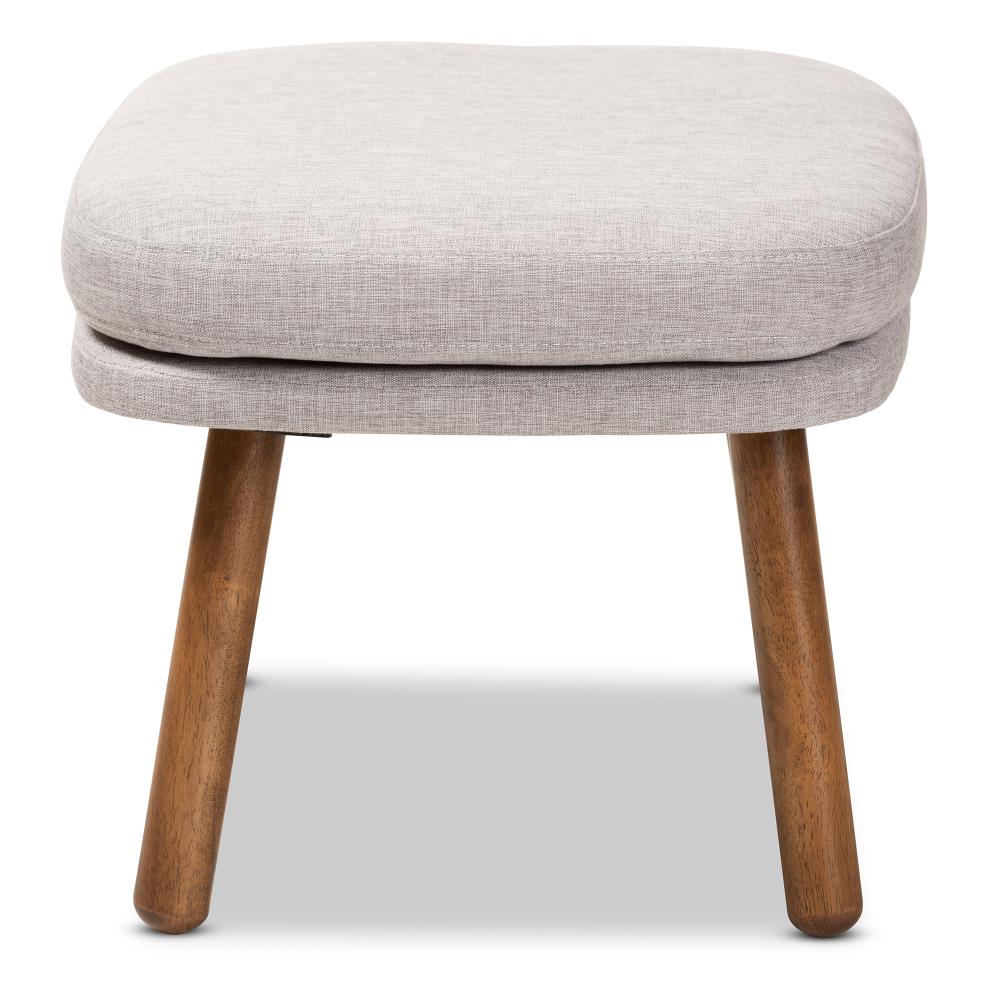 Baxton Studio Lovise Grey Midcentury Square Ottoman with Polyester