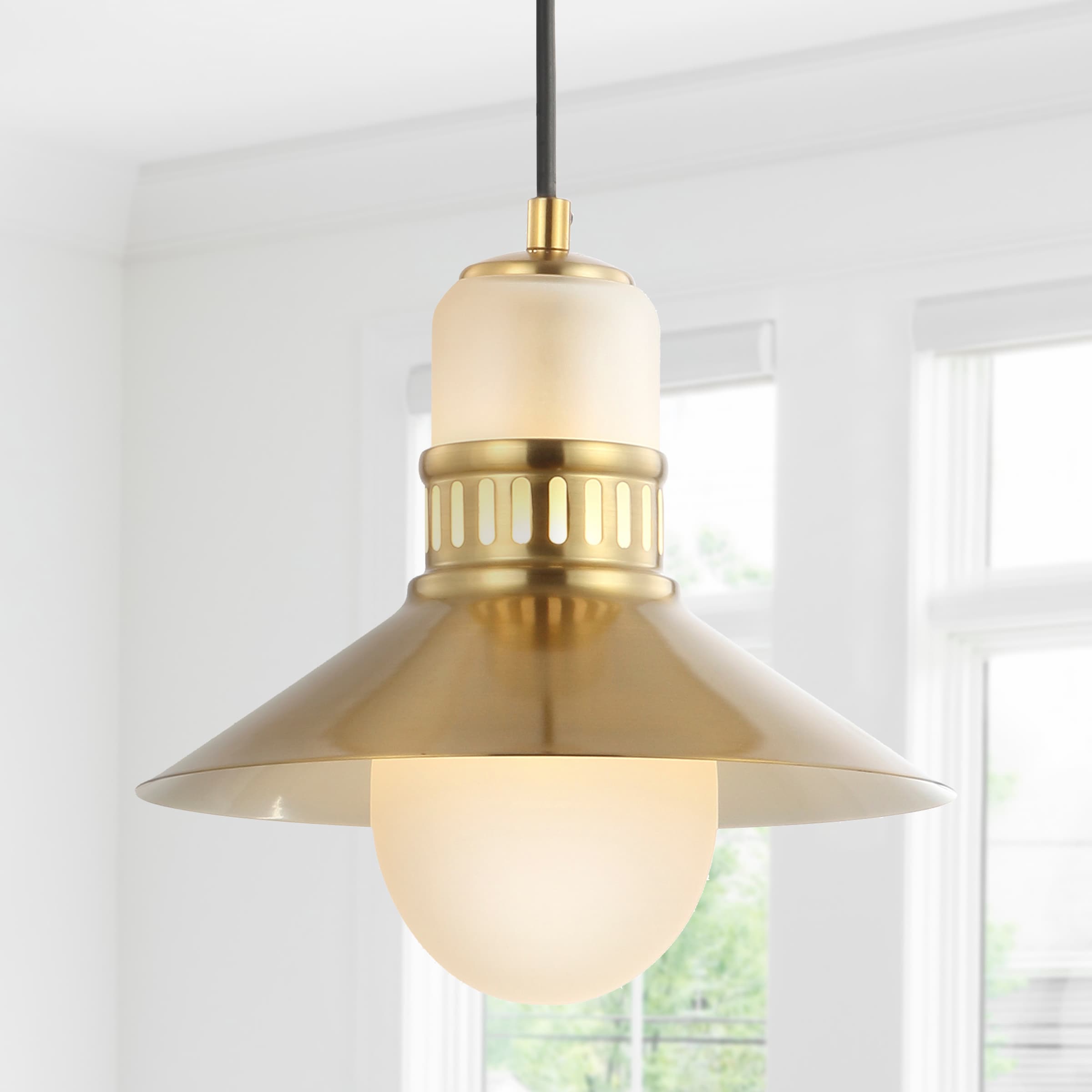 Colin 9.75" Brass Gold Adjustable LED Glass Globe Pendant