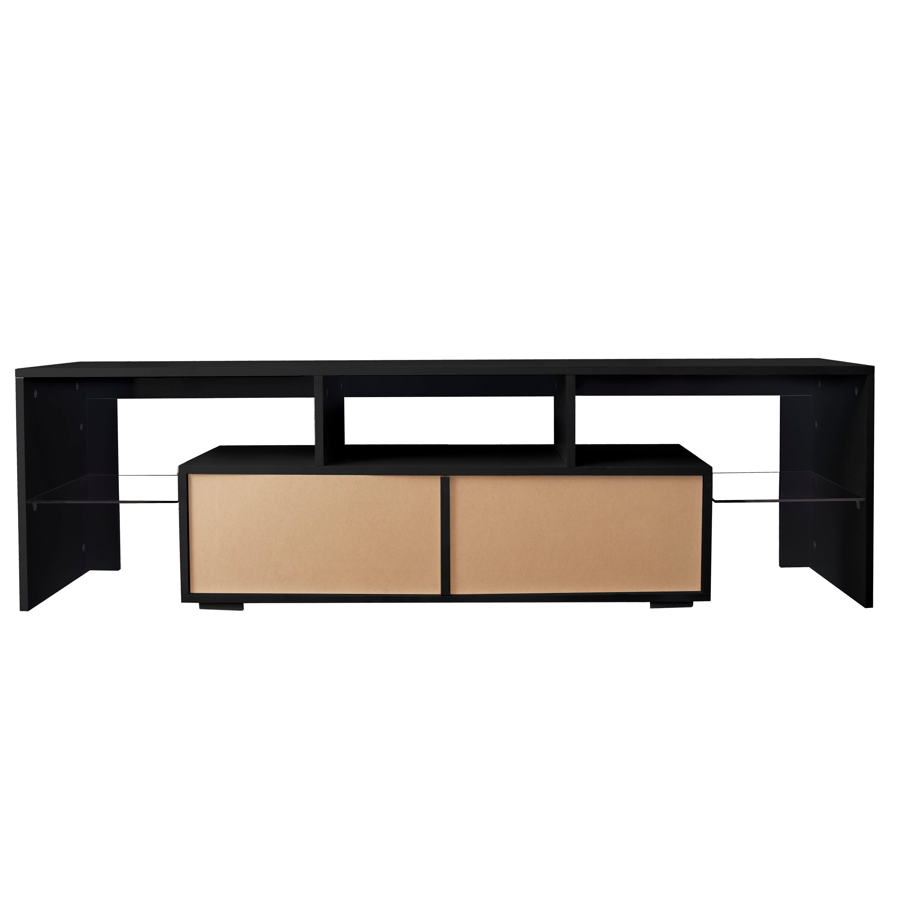 GZMR Black TV Stand for 70-in TV Stands Modern/Contemporary Black