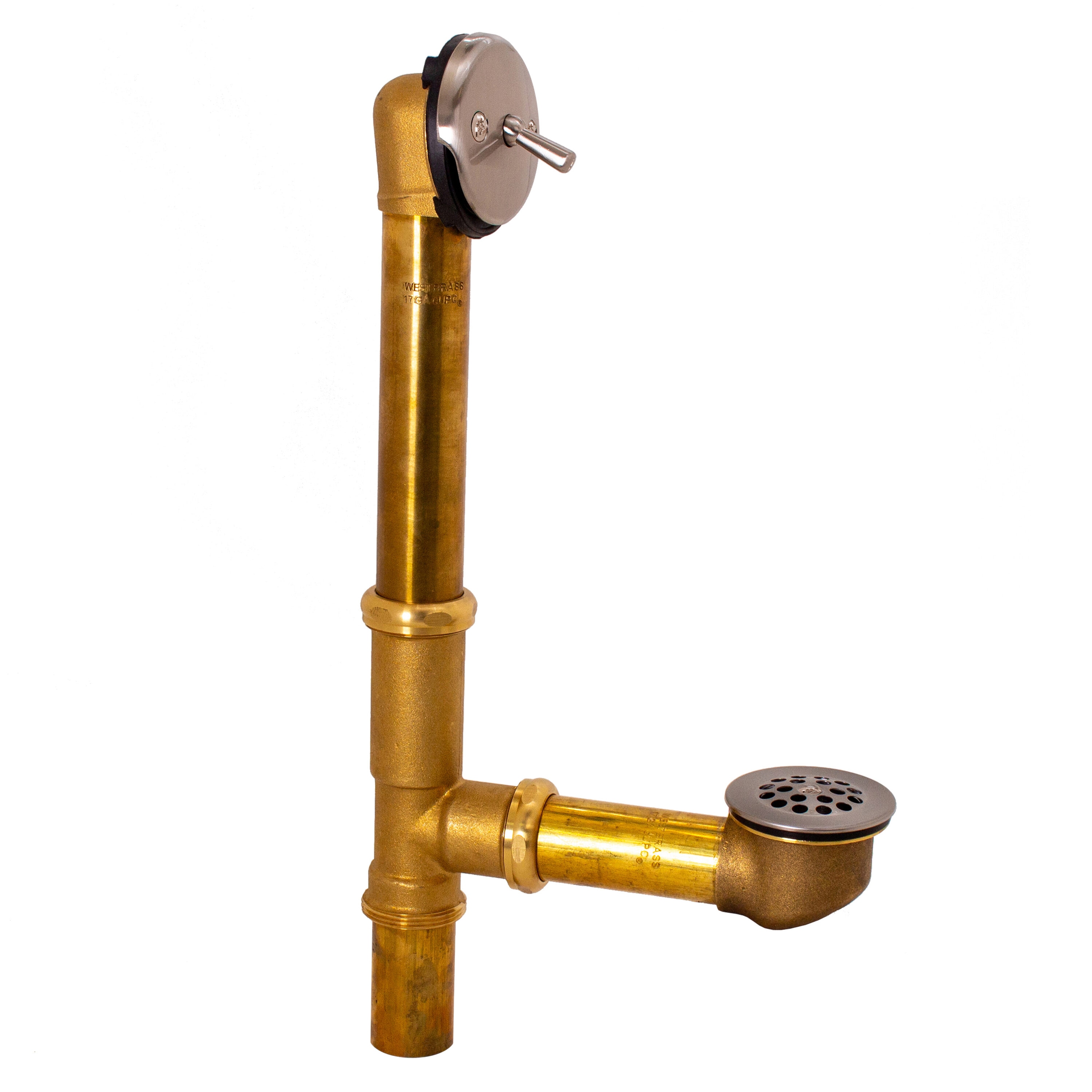 WESTBRASS D323-20G-07 Bath Waste and Overflow Beehive Grid-14" Make-up, 20 Ga. Tubing In Satin Nickel