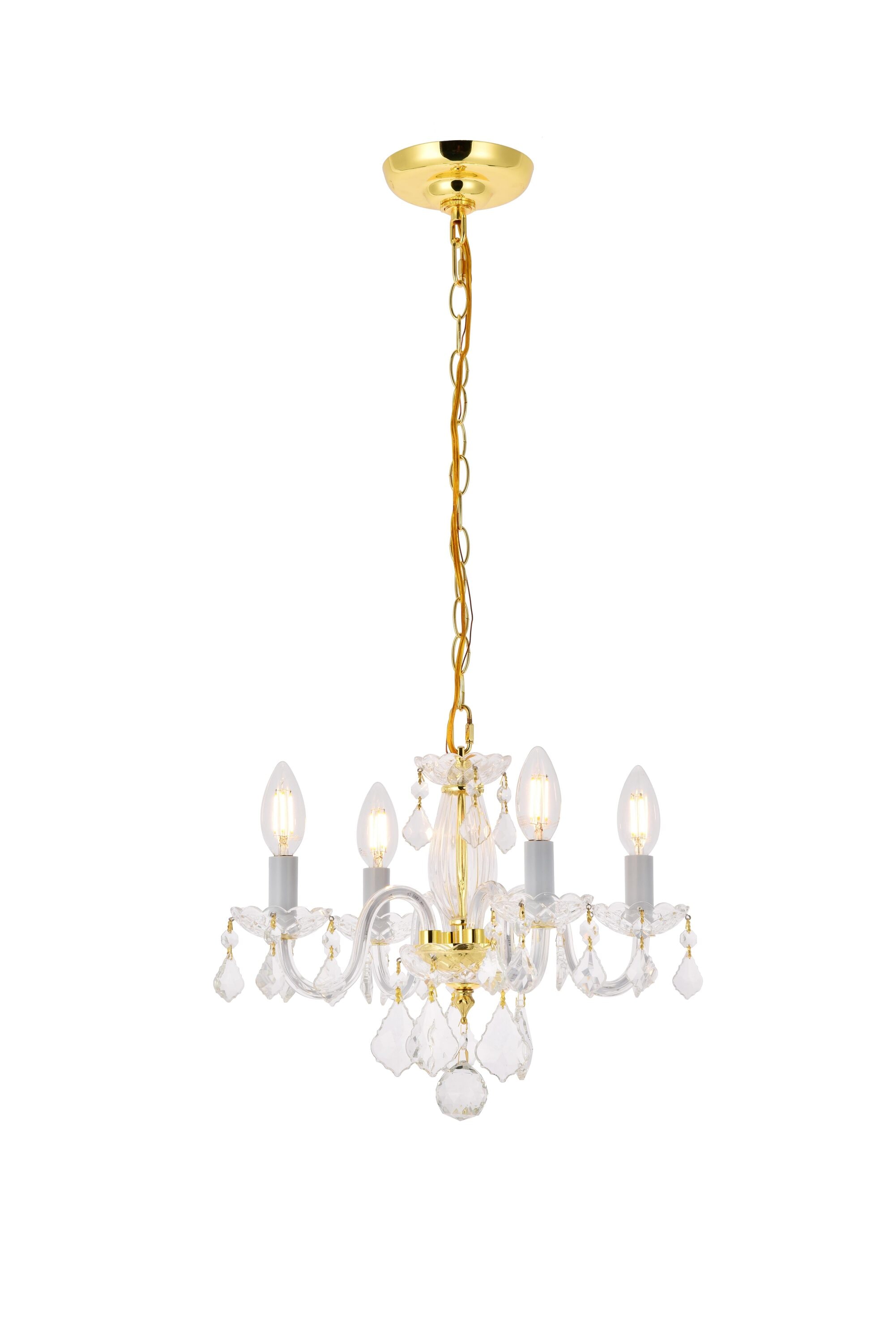 Elegant Decor HFV23412D15GRC Home Furnishing 4 -Light Gold Transitional Drum Medium Hanging Pendant light