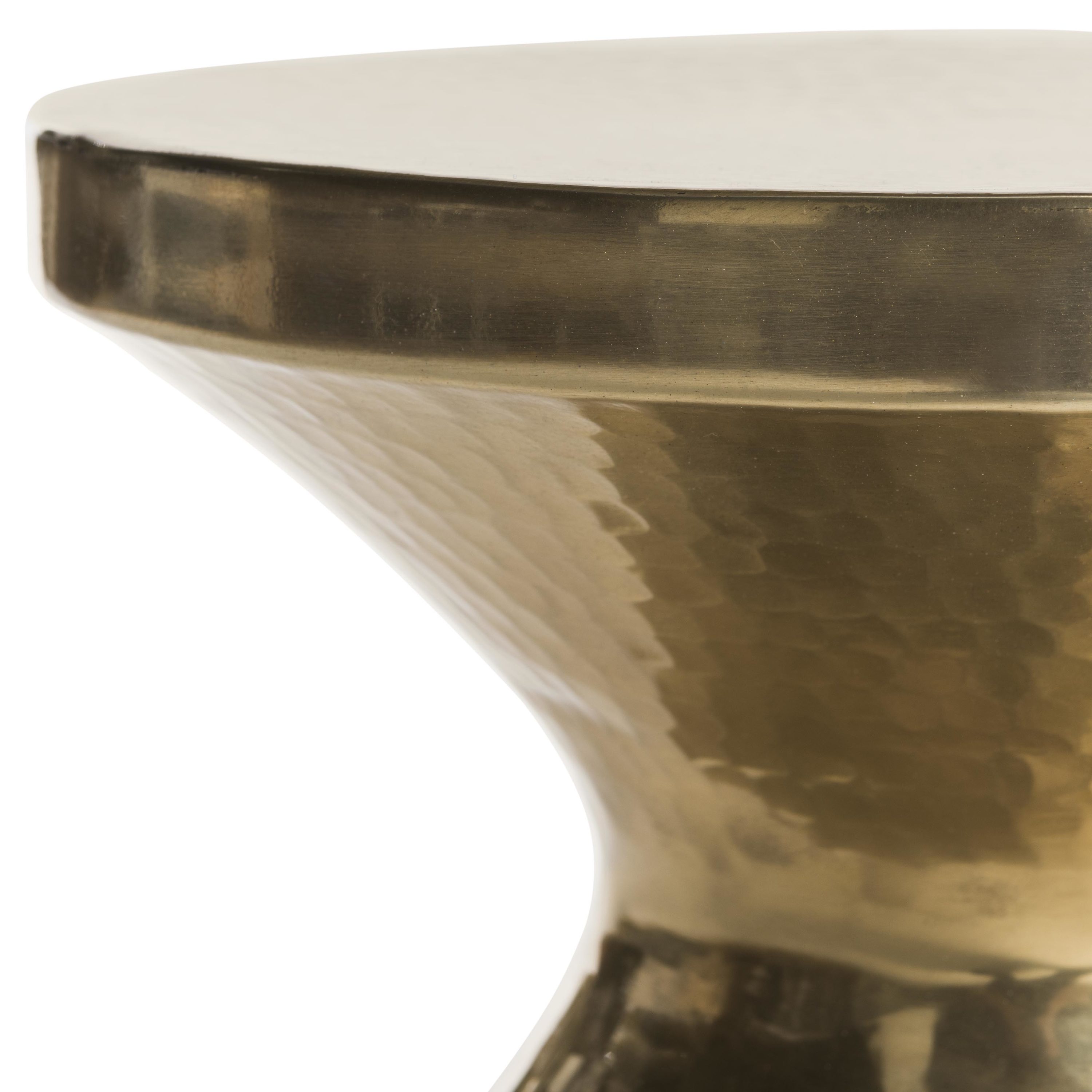 Transitional 12'' Gold Hammered Metal Round Accent Table