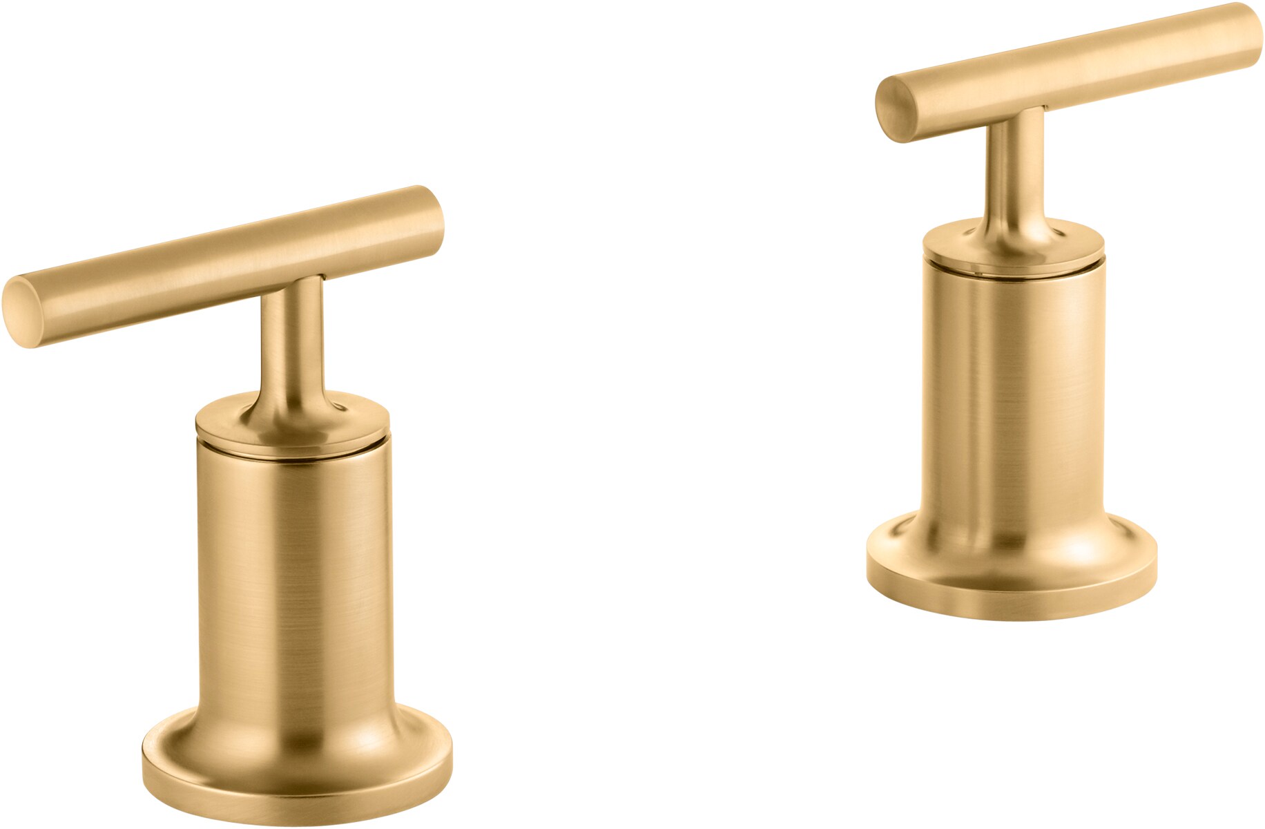 Elegant Vibrant Brushed Moderne Brass Wall-Mount Tub Faucet Lever Handles