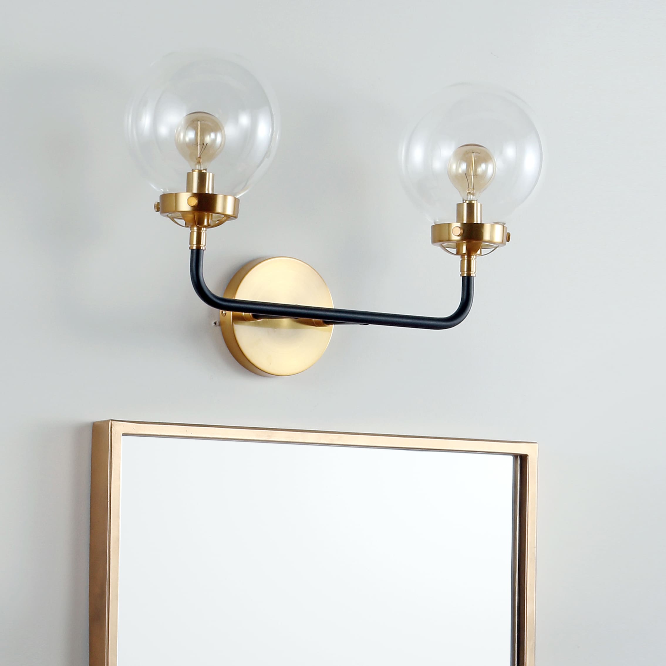 Caleb Transitional 18" Black and Brass LED Wall Sconce