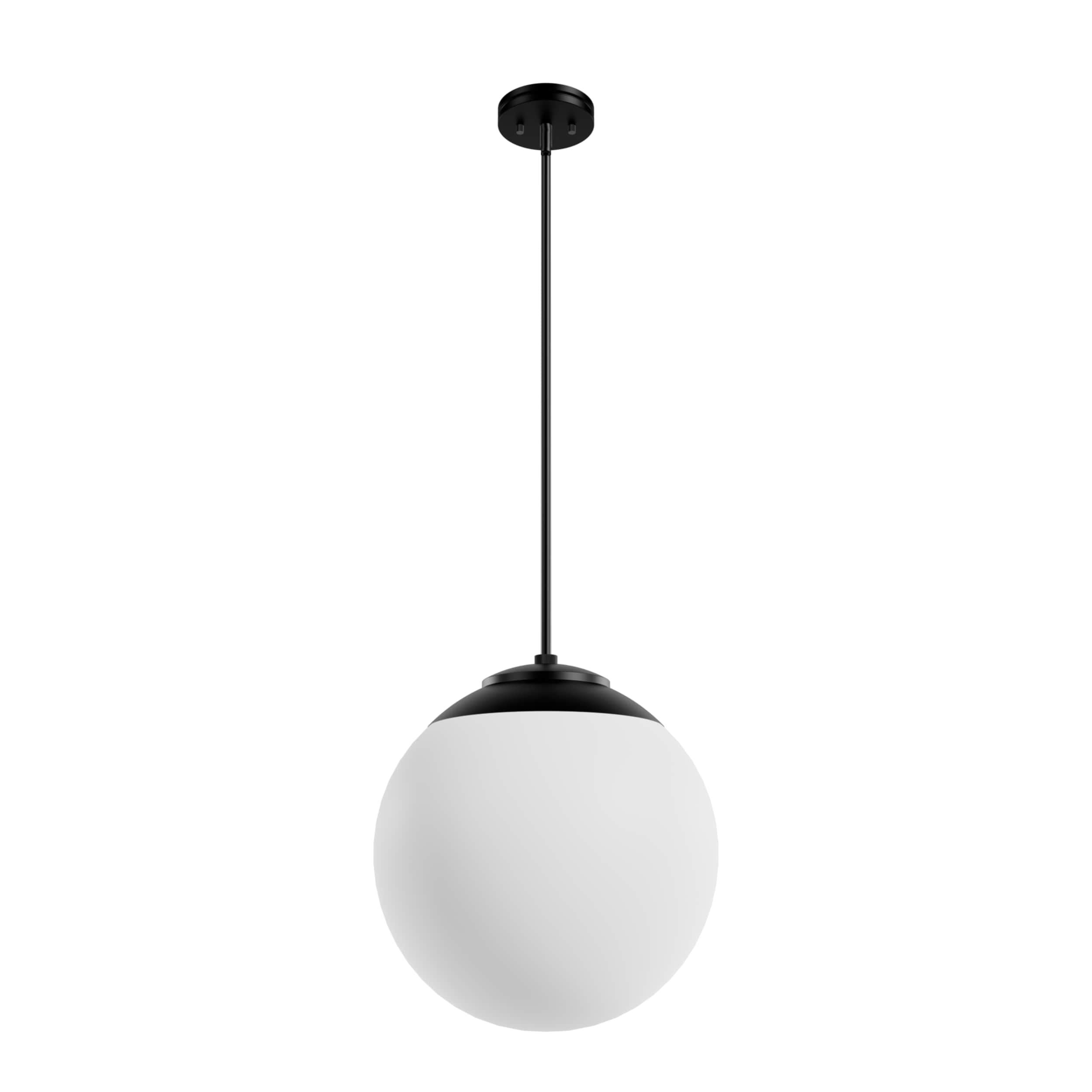 Hunter 19852 Hepburn 3 -Light Matte Black Mid-century White glass Globe Medium Hanging Pendant light