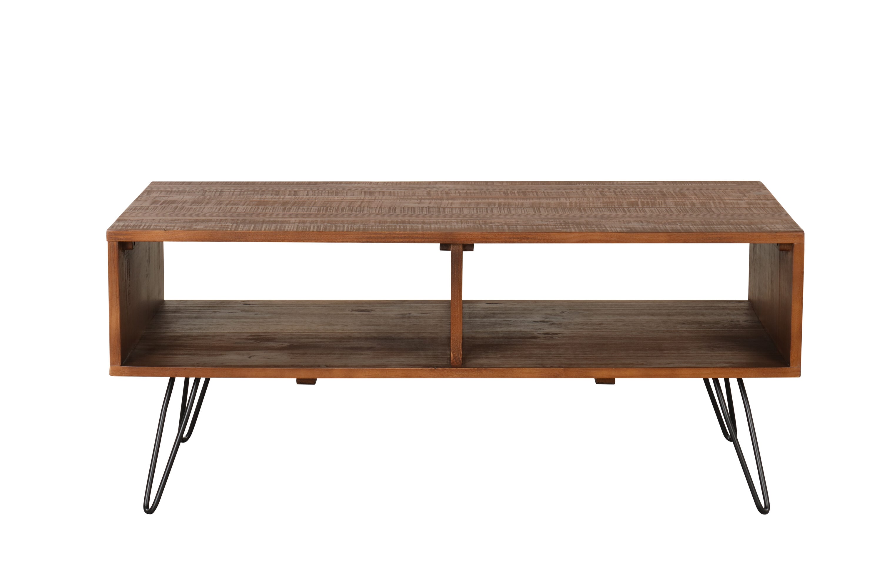  GCB10921CT-GE Beckham Natural Brown Fir Wood Farmhouse Coffee Table with Storage