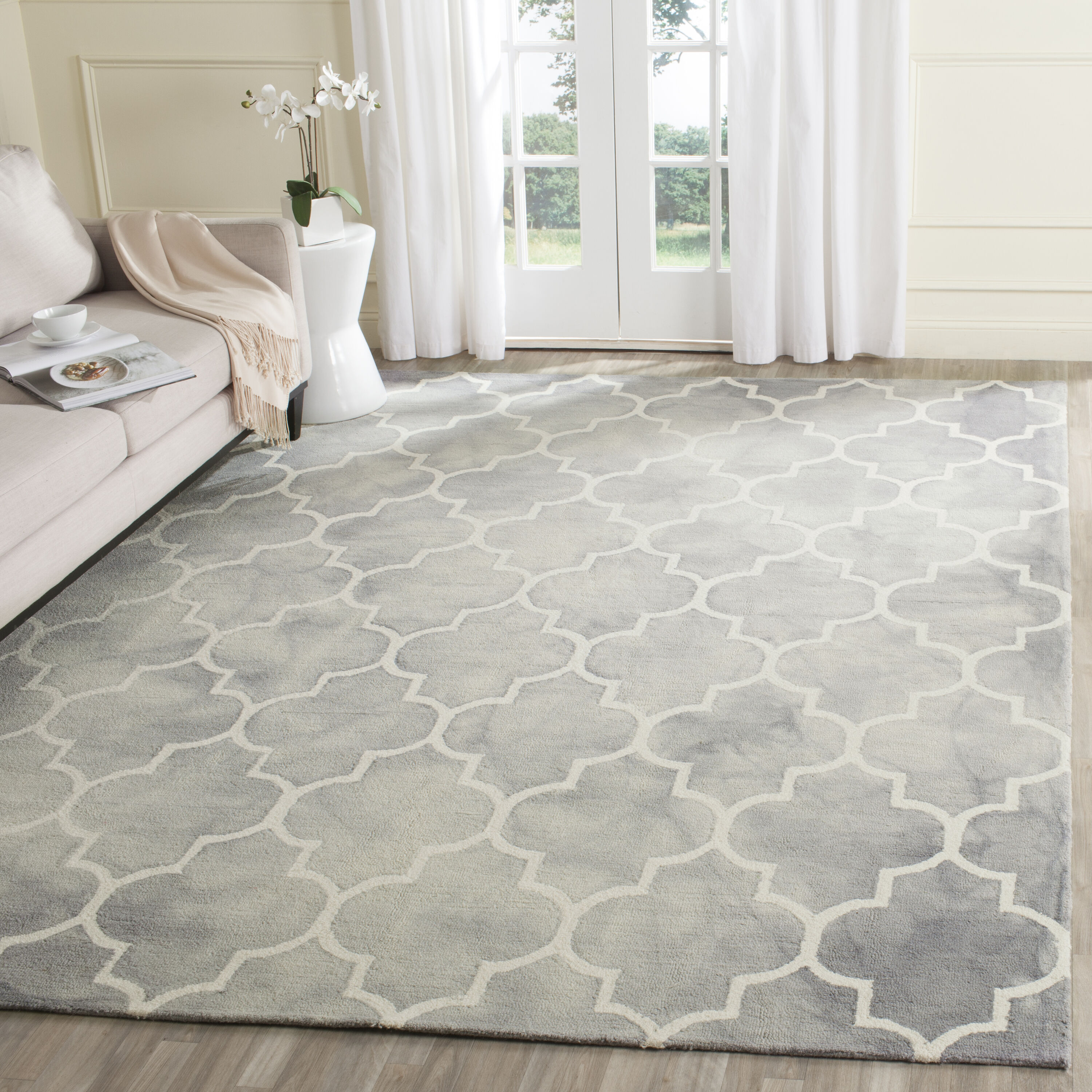 Safavieh DDY535C-10 Dip Dye Dorinda 10 x 14 (ft) Tufted Wool Gray/Ivory Rectangular Indoor Trellis Bohemian/Eclectic Area rug