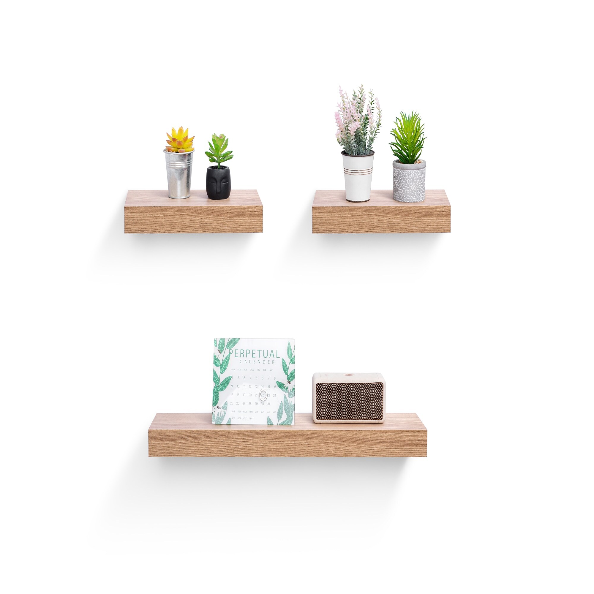 Tatayosi JJ-09050057 Floating Shelves Wall Mounted Wood Shelves for Bathroom; Bedroom; Living Room; Kitchen; Hanging Shelf for Books/Storage/Decor with Invisible Brackets; Maple