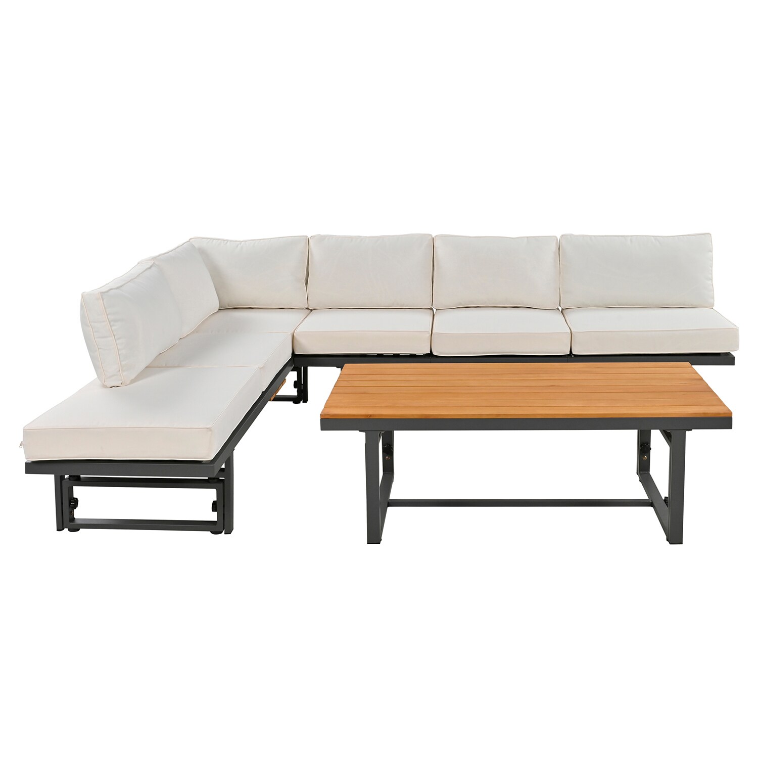 SINOFURN Sectional with Beige Cushions and Iron Frame SYA330125BG at ...