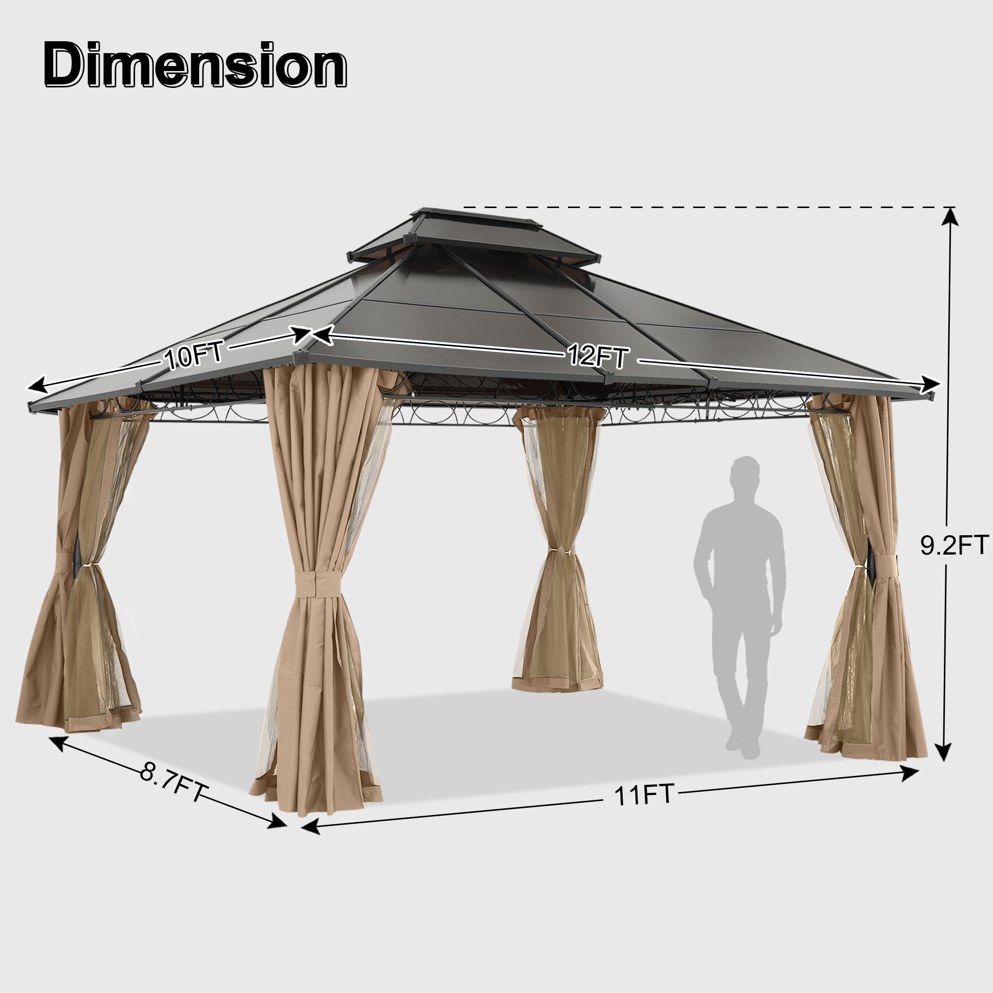 Abccanopy 12-ft X 10-ft Rectangle Beige Metal Aluminum Roof Semi 