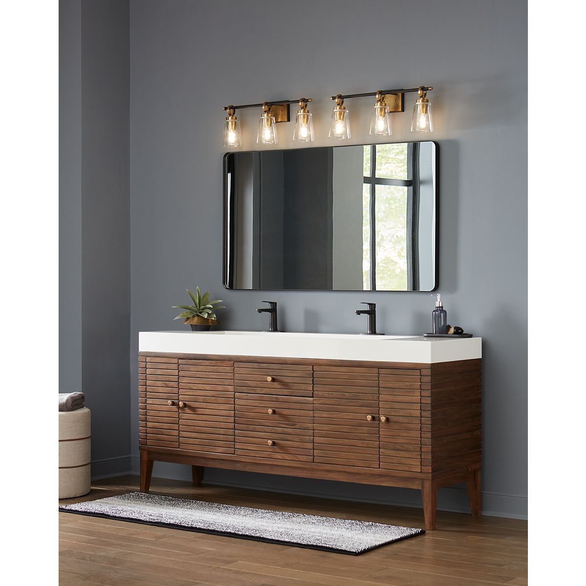 Cassell 3-Light Vintage Brass and Black Vanity Fixture