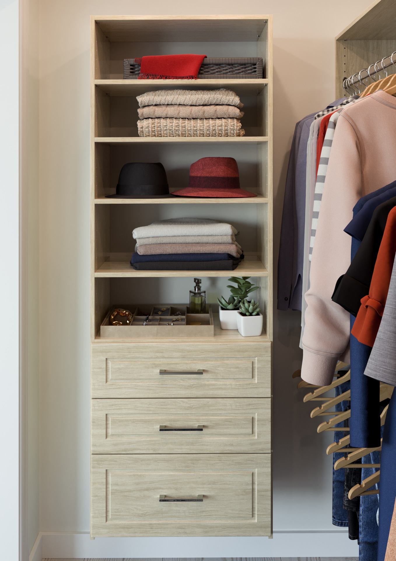 Easy Track PH172-MJ 2.09-Feet to 2.09-Feet W x 6-Feet H Honey Blond Solid Shelving Wood Closet System
