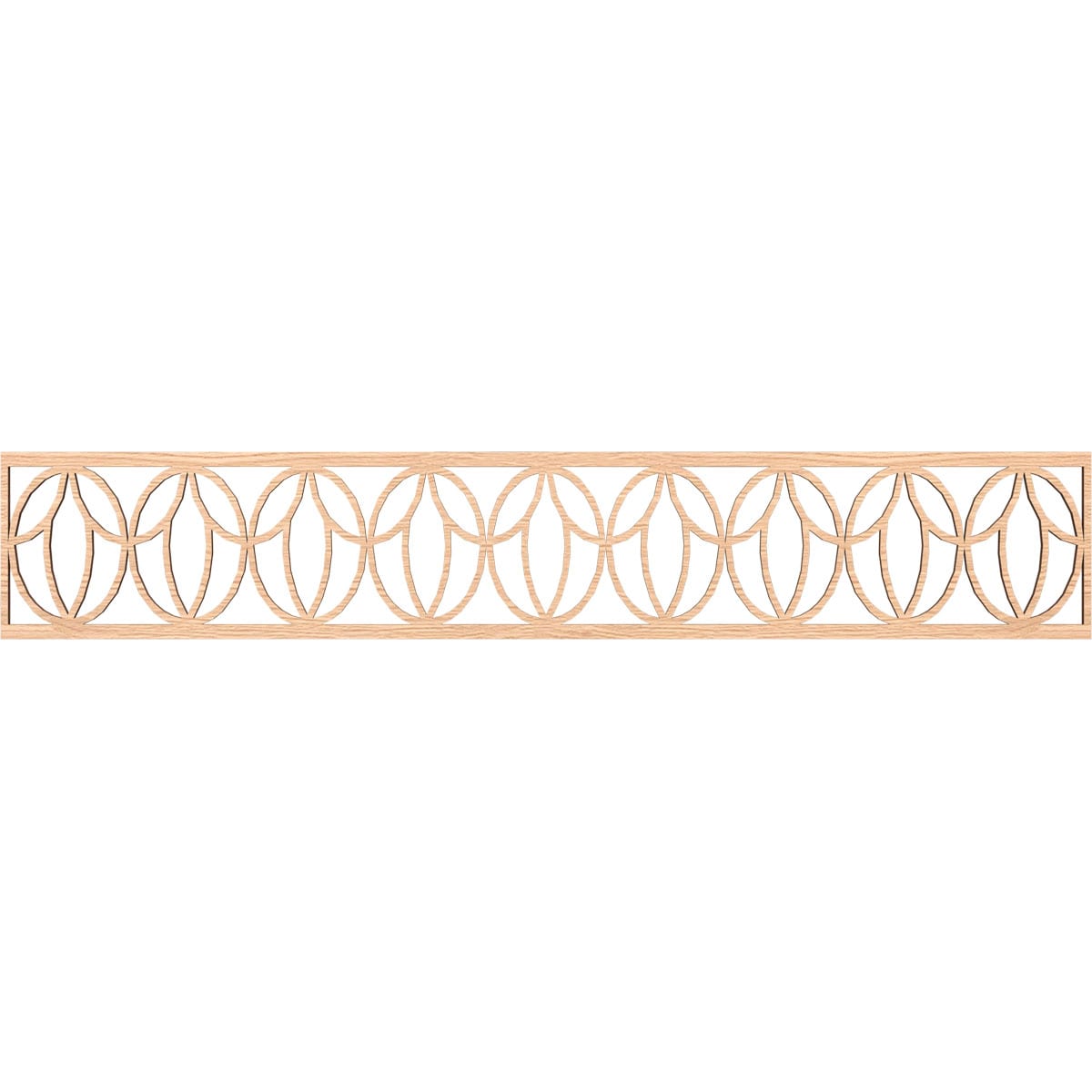 Ekena Millwork MLDA08X46SHORO Shoshoni Fretwork Flat Trim 8-in x 3.89-ft Red Oak Brown Unfinished 2157130 Pierced Wall Panel Moulding