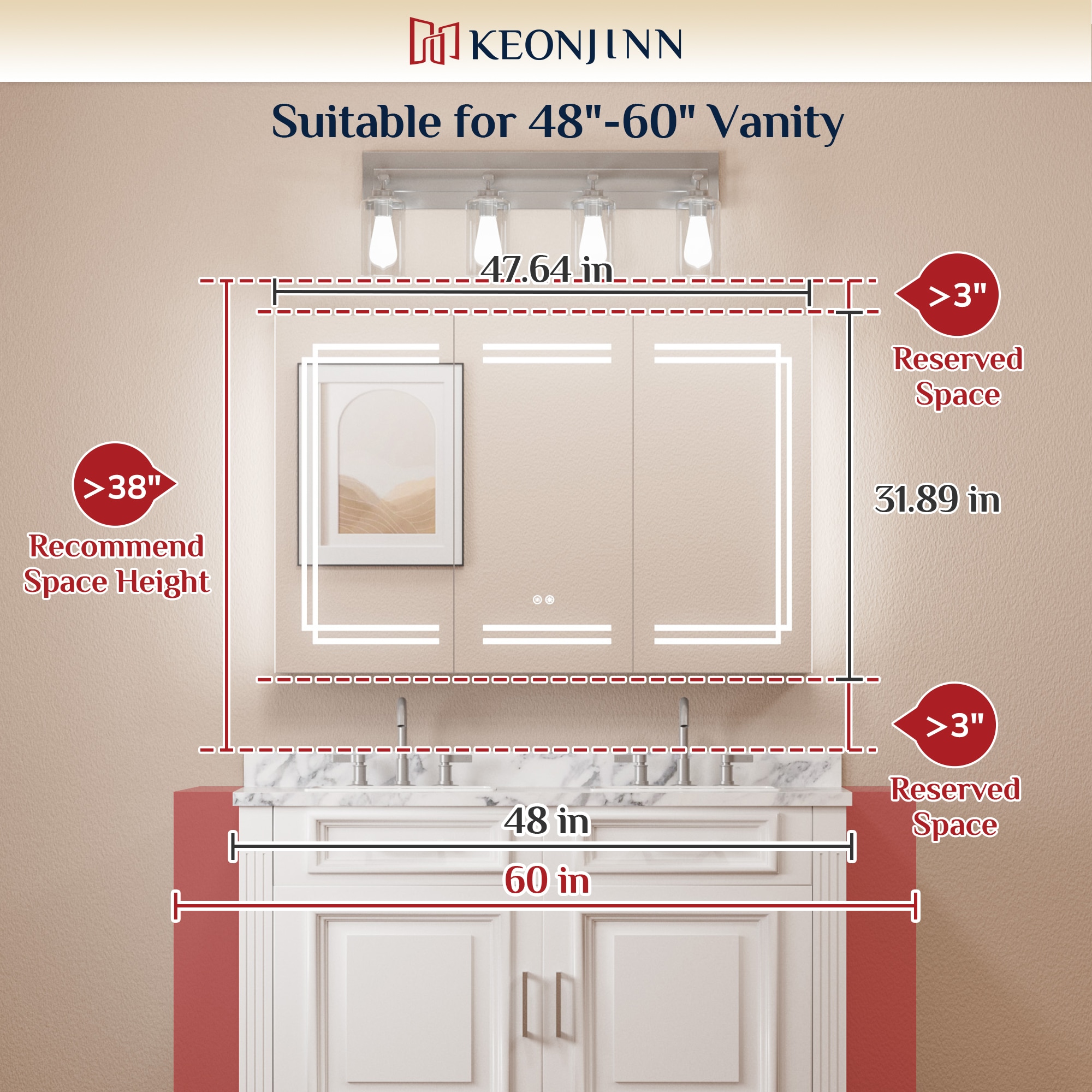 Keonjinn LW-JG-ZCG-12181SI Bathroom-Medicine-Cabinets - View #4