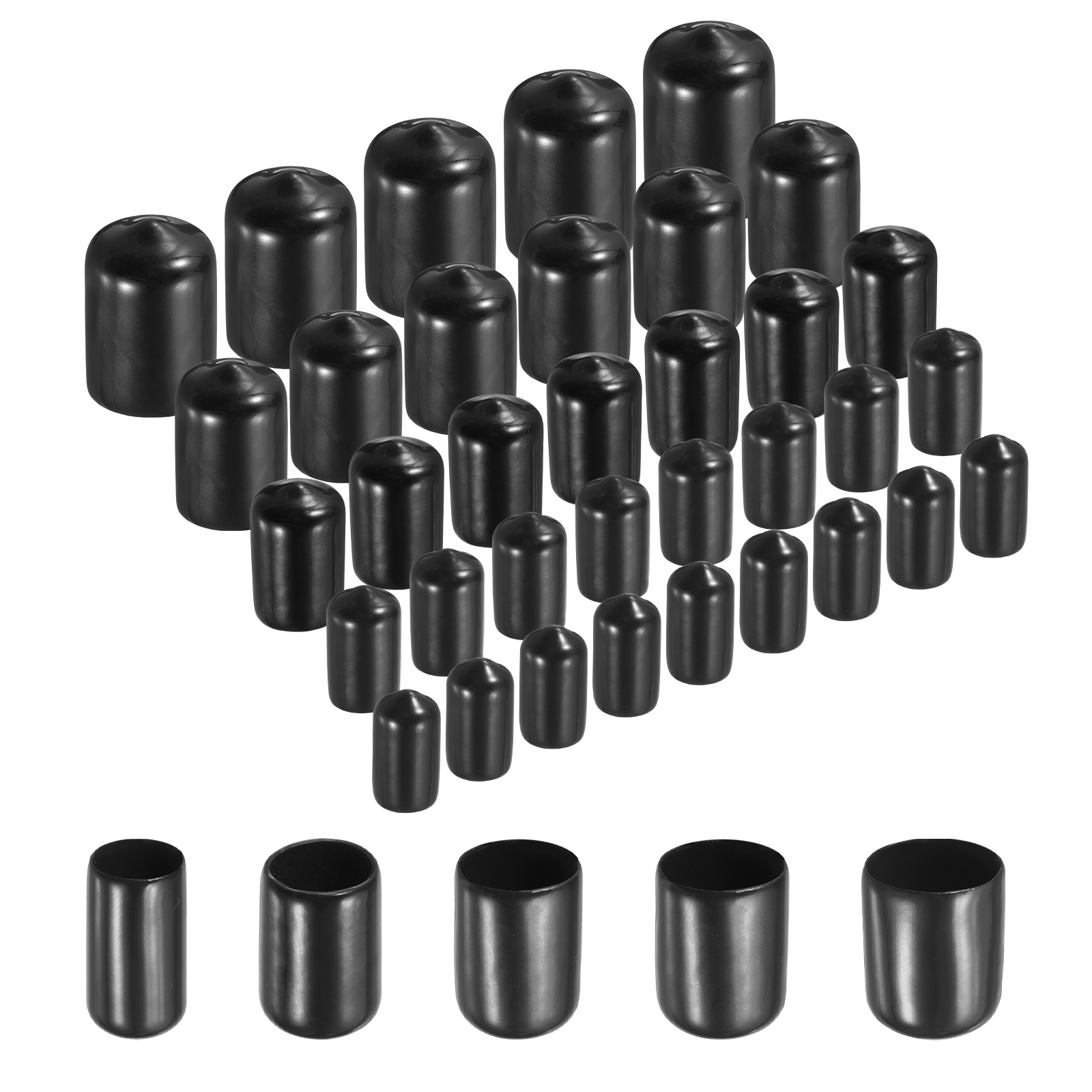 Unique Bargains 100pcs Round Rubber End Caps Protective Caps 3/8inch 7/16inch 1/2inch 9/16inch 5/8inch Black Screw Thread Protectors
