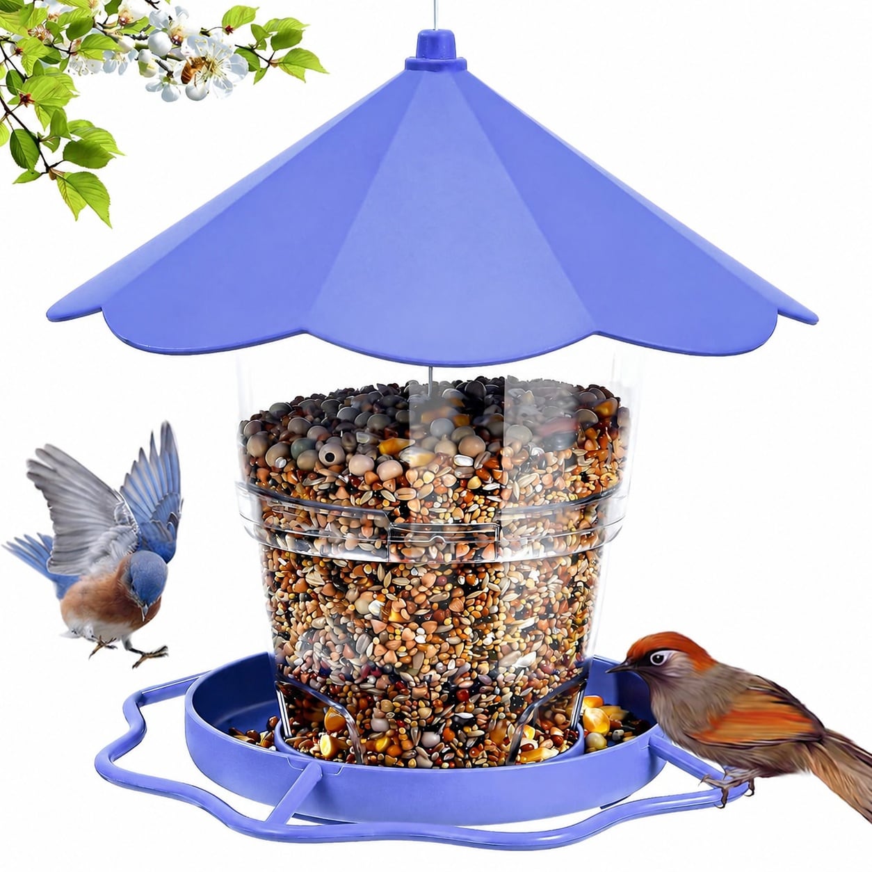 AOIZGMY -  Wild Bird Feeder Outdoor Hanging Purple 47 oz Capacity Durable Plastic Metal Rope Twis...