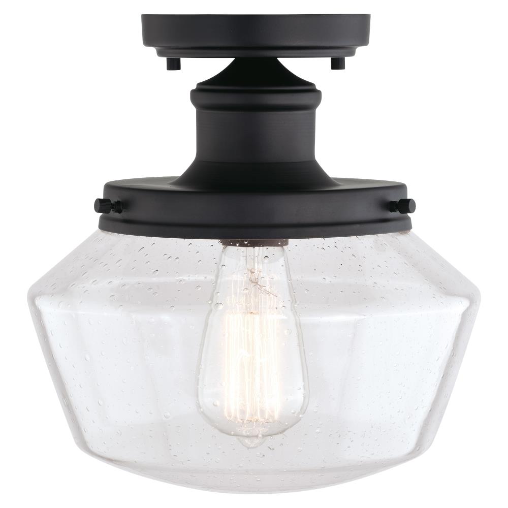 Cascadia Collins 10 In W Matte Black Outdoor Flush Mount Light In The Outdoor Flush Mount Lights Department At Lowes Com