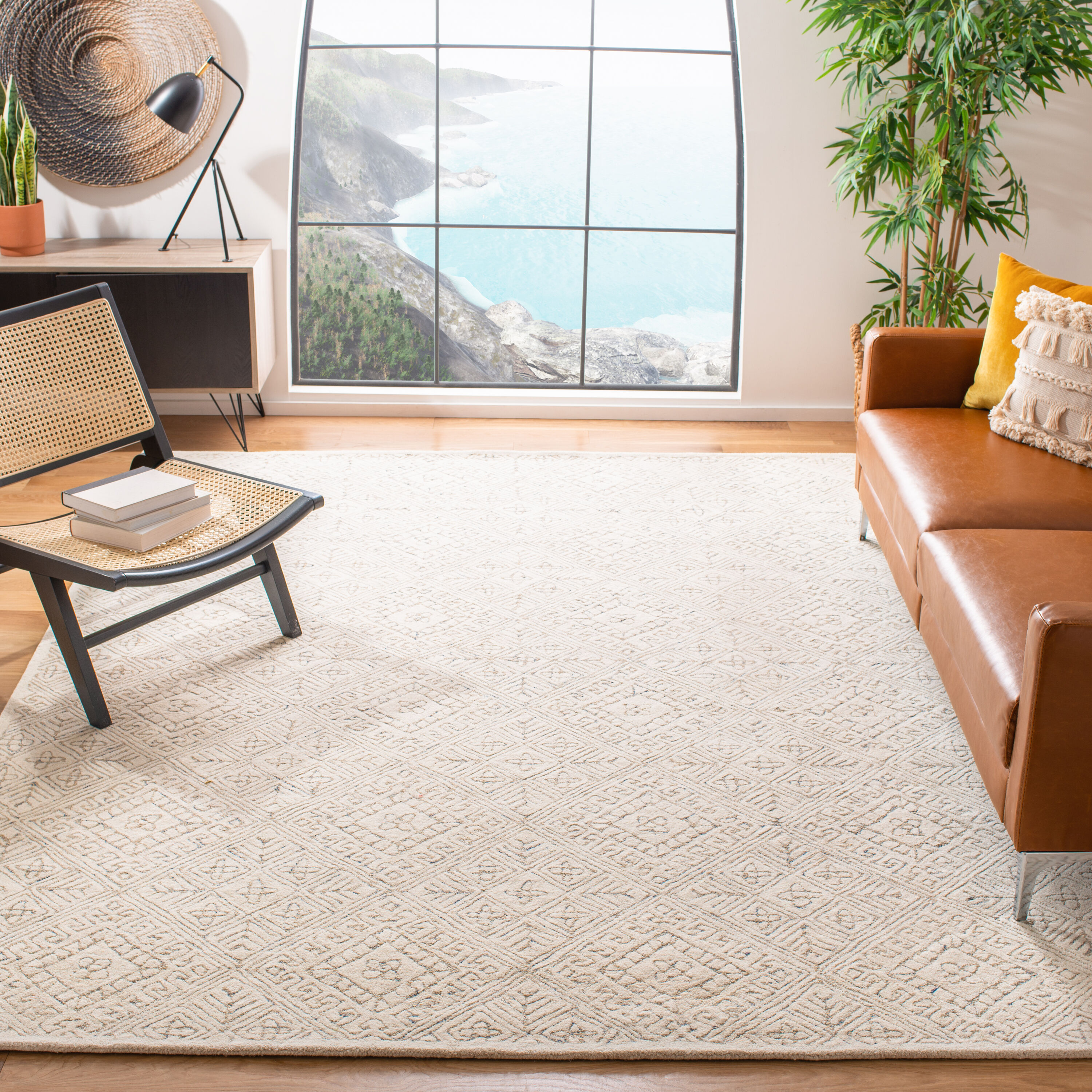  Glamour 660 Ivory/Beige Bohemian 9ft x 12ft Large Rectangle Rug