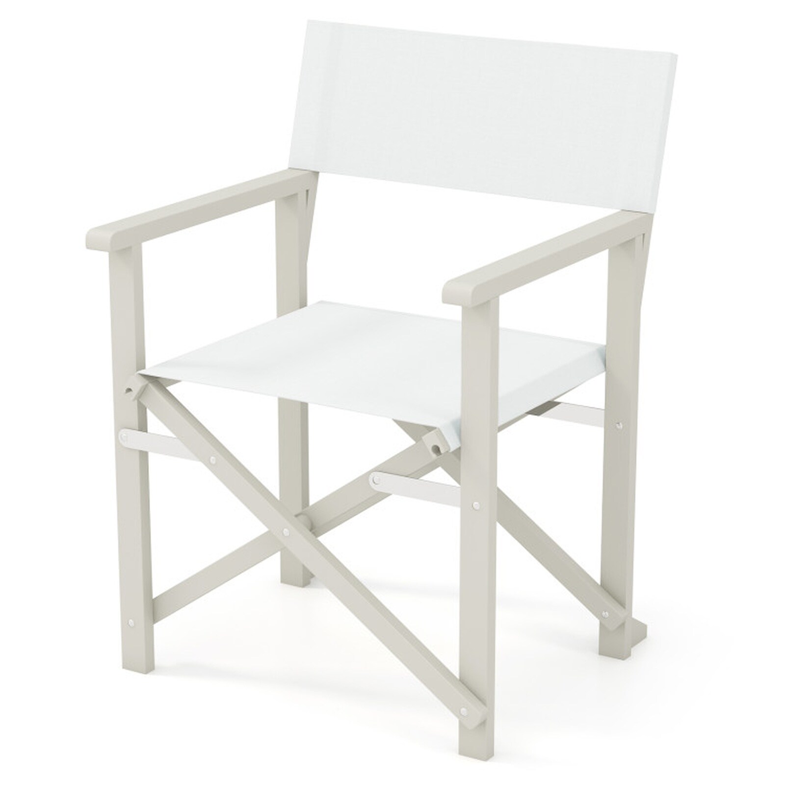 SUGIFT 32-in Folding Director Chair 350-lb Acacia Wood Frame with Machine Washable Oxford Fabric Seat X-Base for Patio Camping Backyard Director Chair