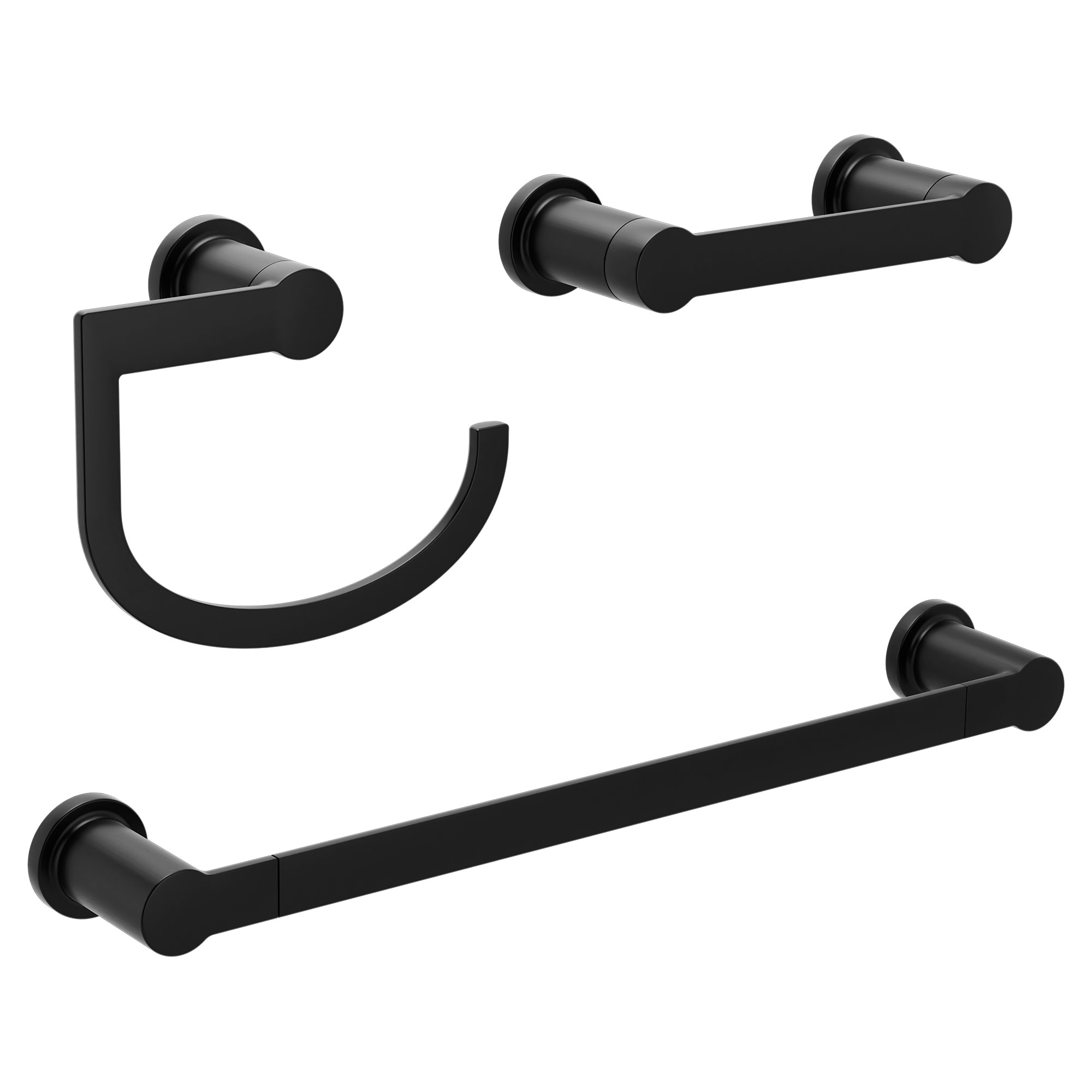 Moen Y1193BL 3 -Piece Rinza Matte Black Decorative Bathroom Hardware Set Towel Bar, Toilet Paper Holder, Towel Ring Included