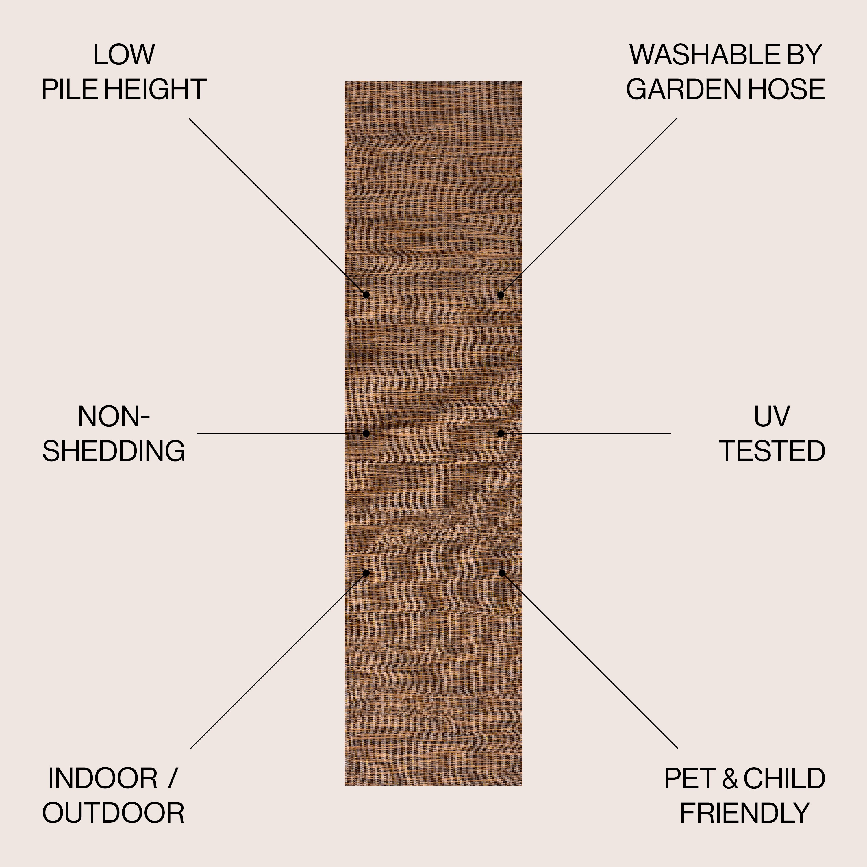 Modern Flatweave Solid Brown Synthetic Area Rug - Easy Care