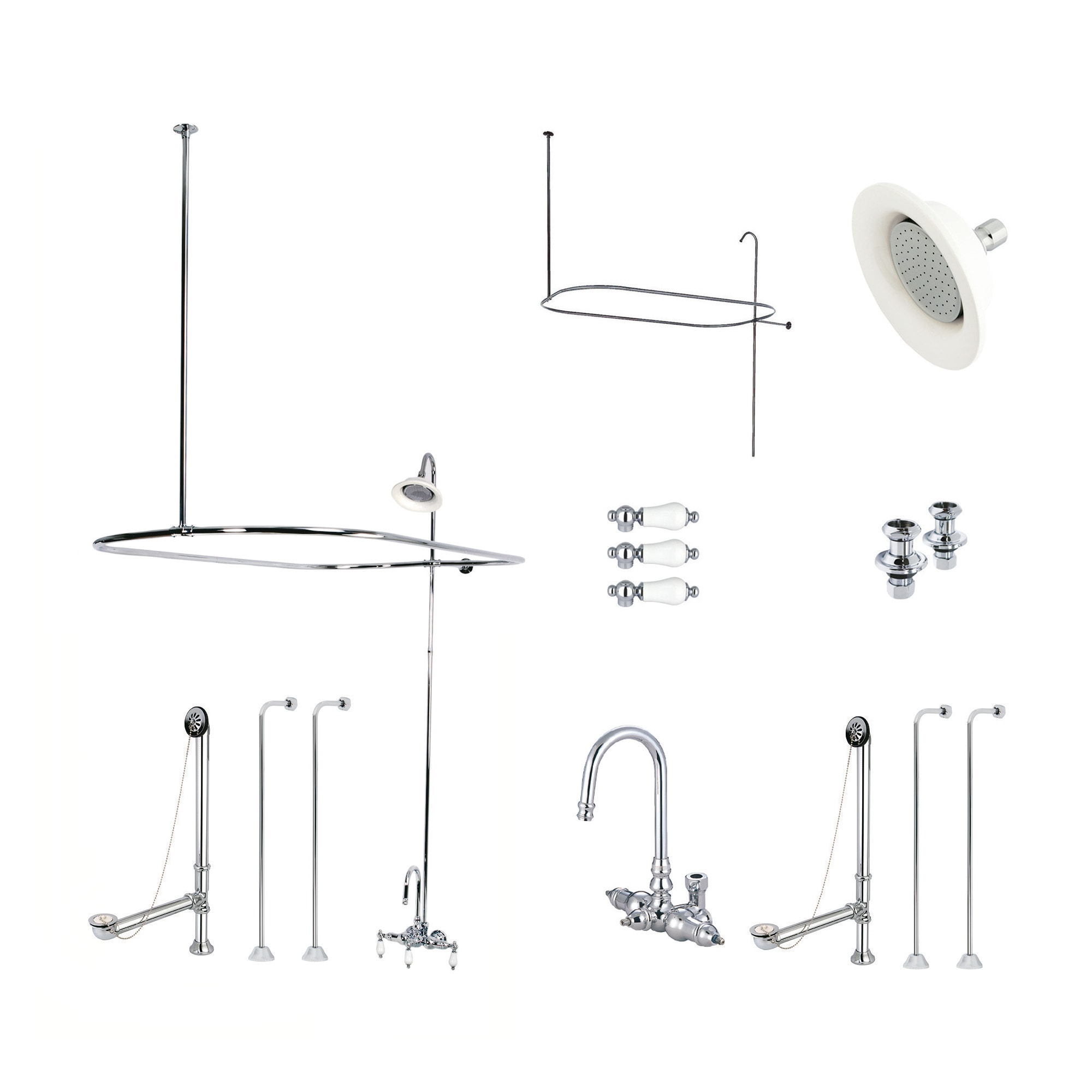 Kingston Brass WLCCK4141PL Vintage Polished chrome 3-handle Wall-mount High-arc Bathtub Faucet ( Valve Included )