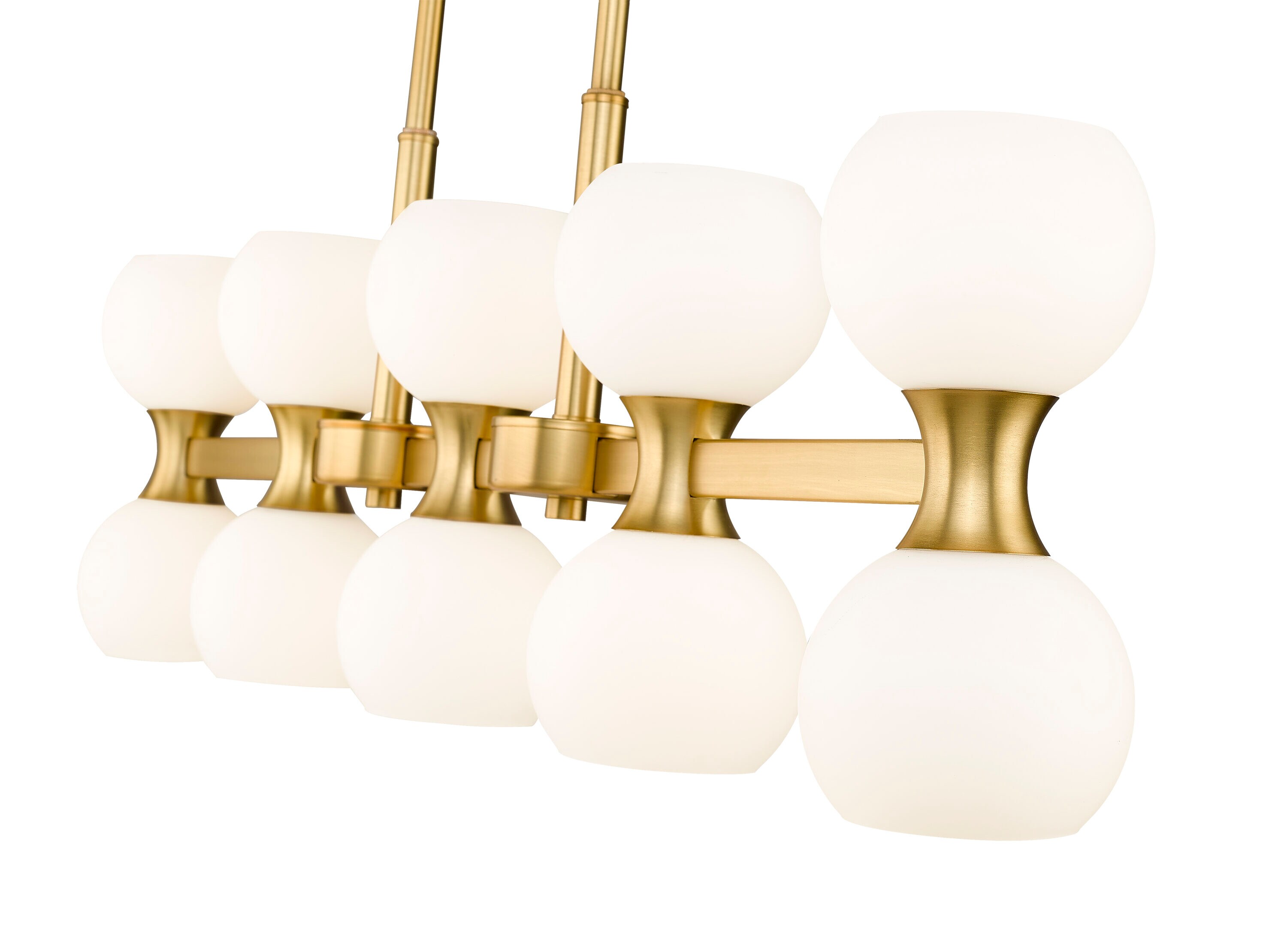 Gold and Opal Glass 10-Light Linear Chandelier