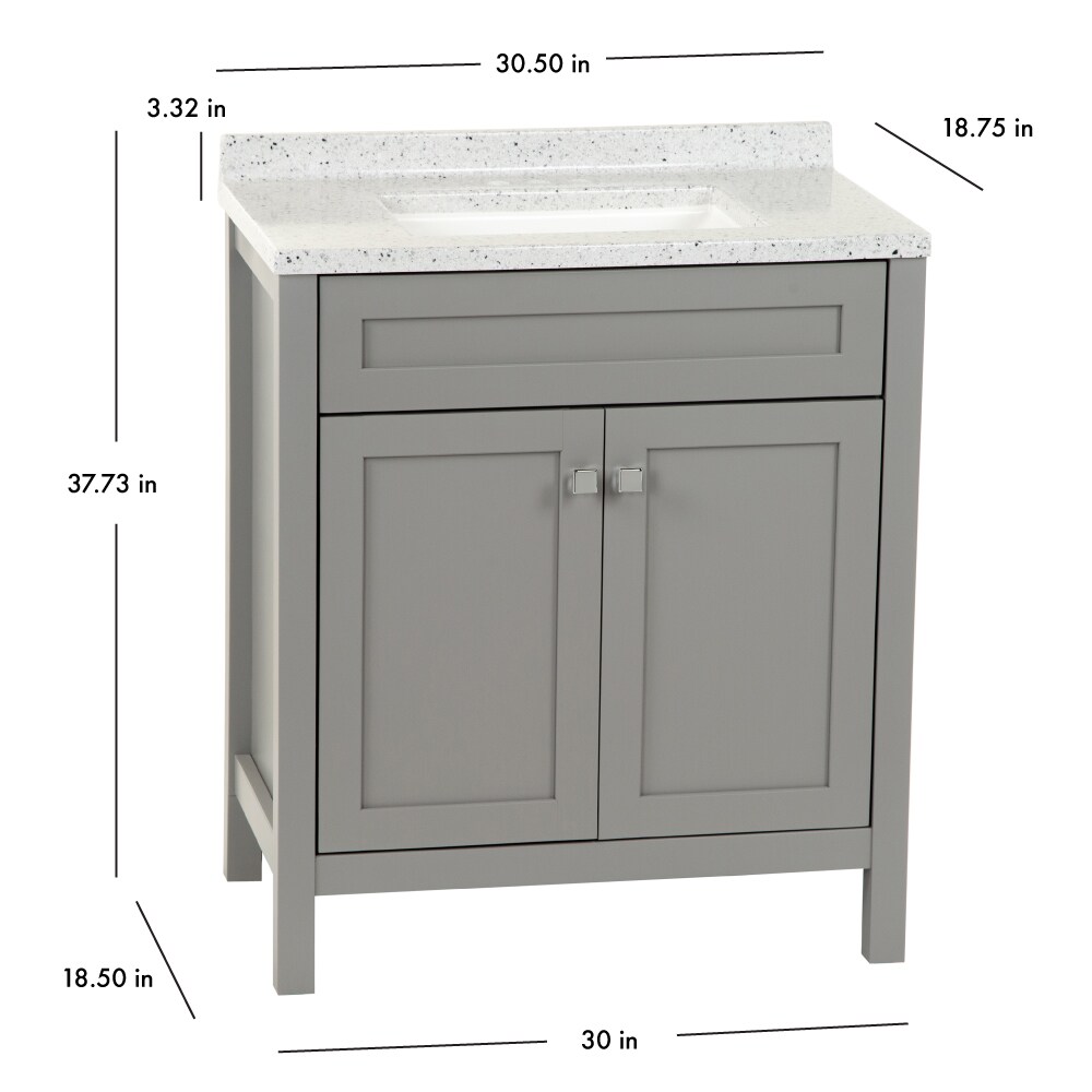 Diamond NOW Weaver 30-in Sterling Gray Single Sink Bathroom Vanity with ...