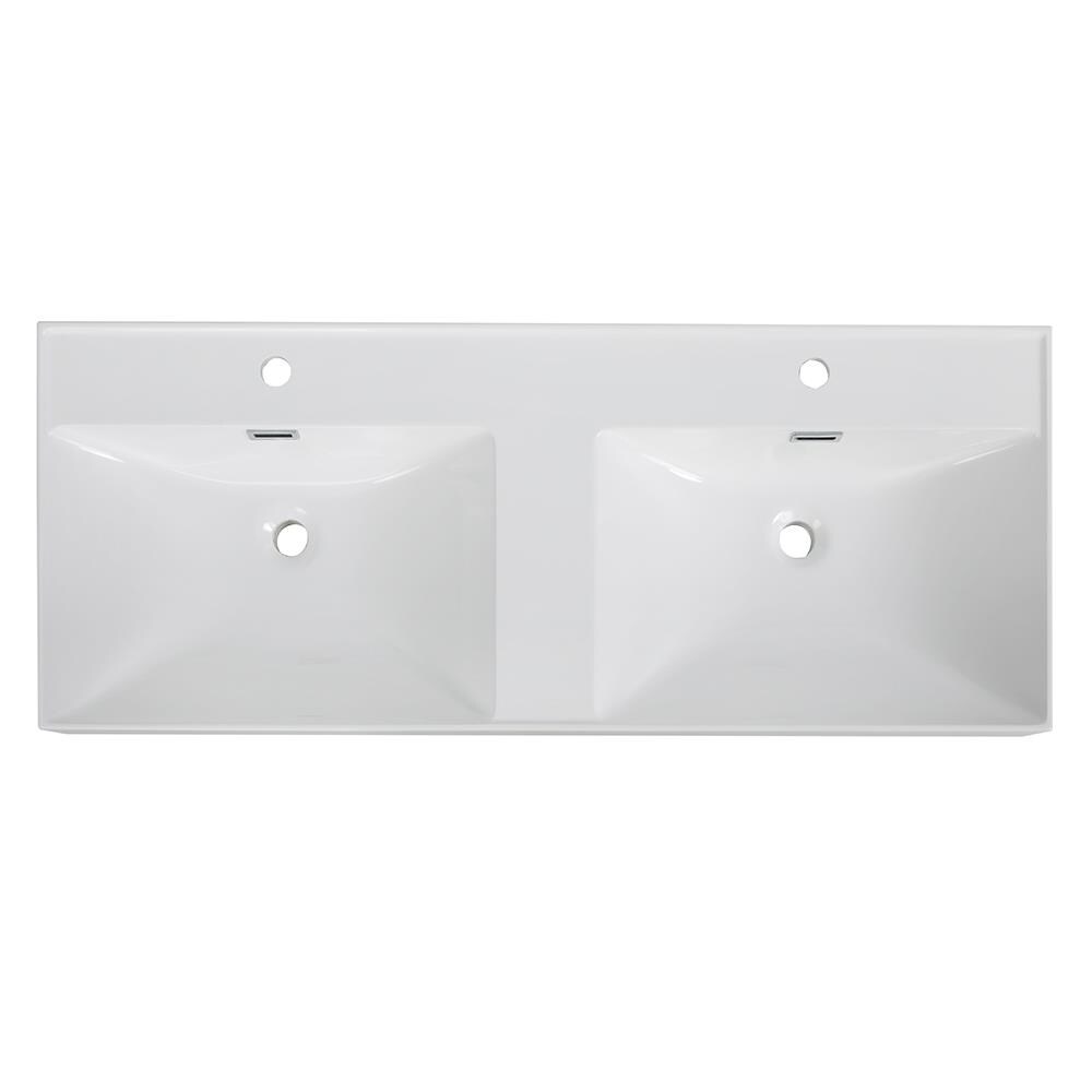 Streamline 48-in x 19-in Glossy White Solid Surface Integral Double ...