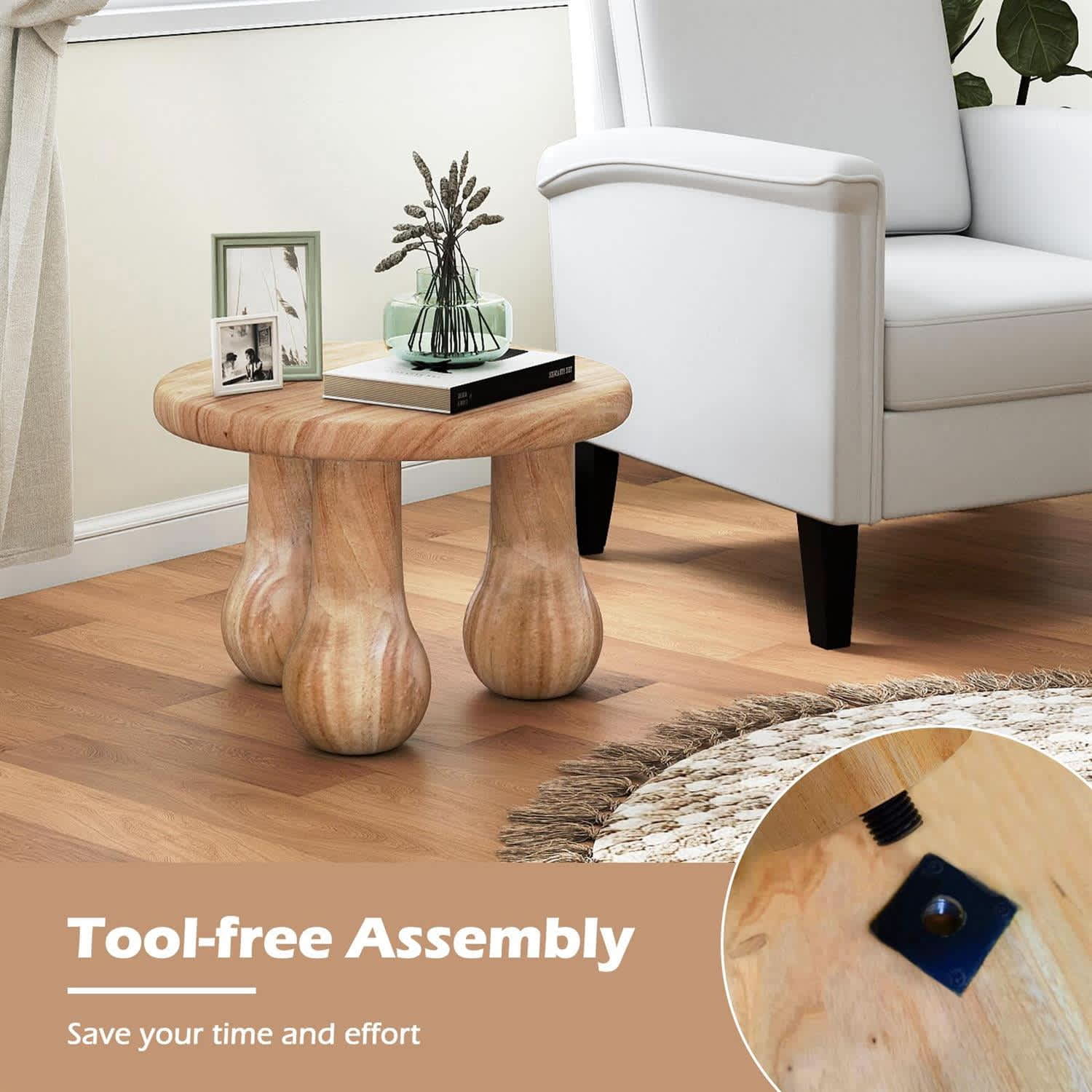 VERYKE 24 inch Small Solid Mahogany Wood Coffee Table with Thickened ...