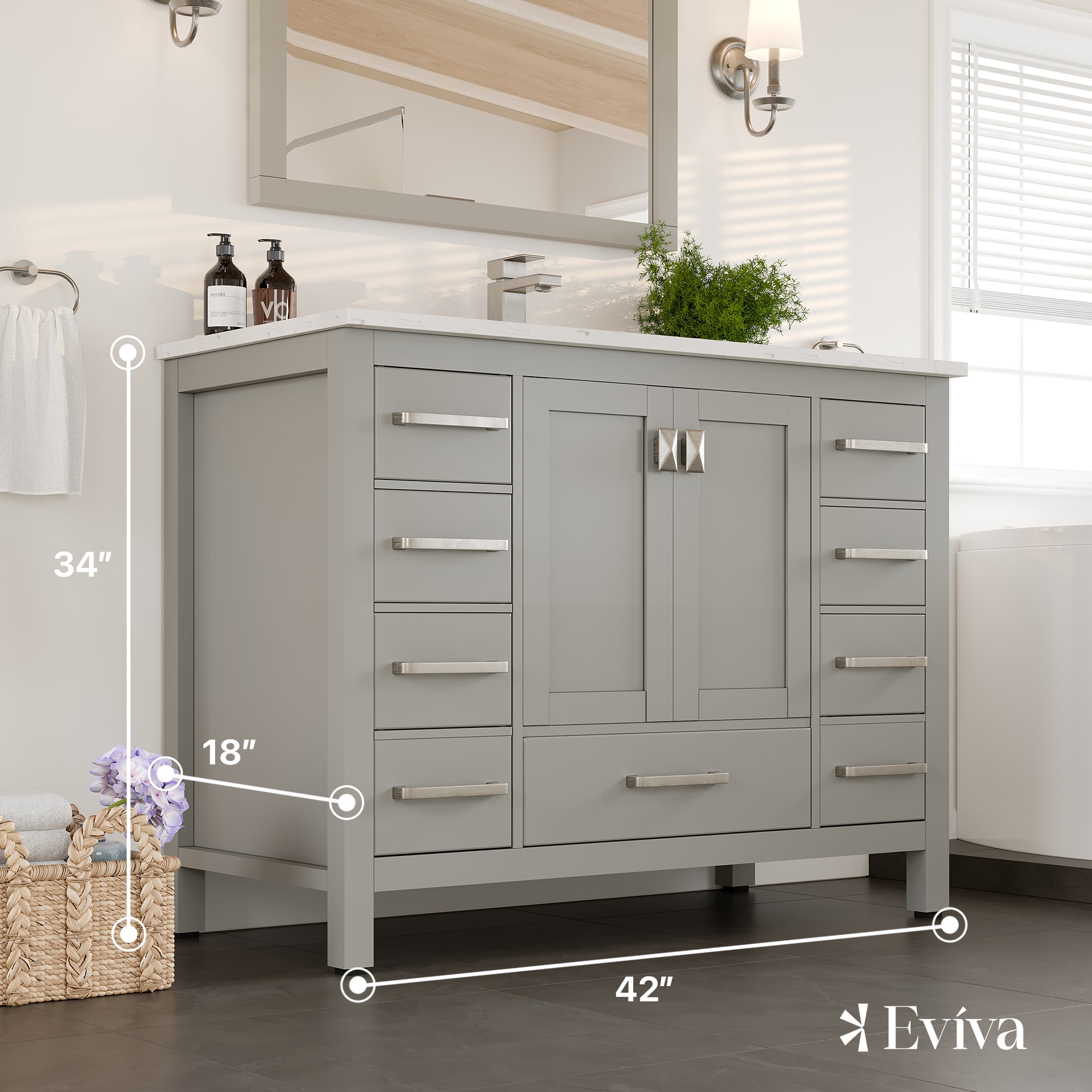 Eviva TVN414-42X18GR-Q Bath-Vanity-Combo - View #2