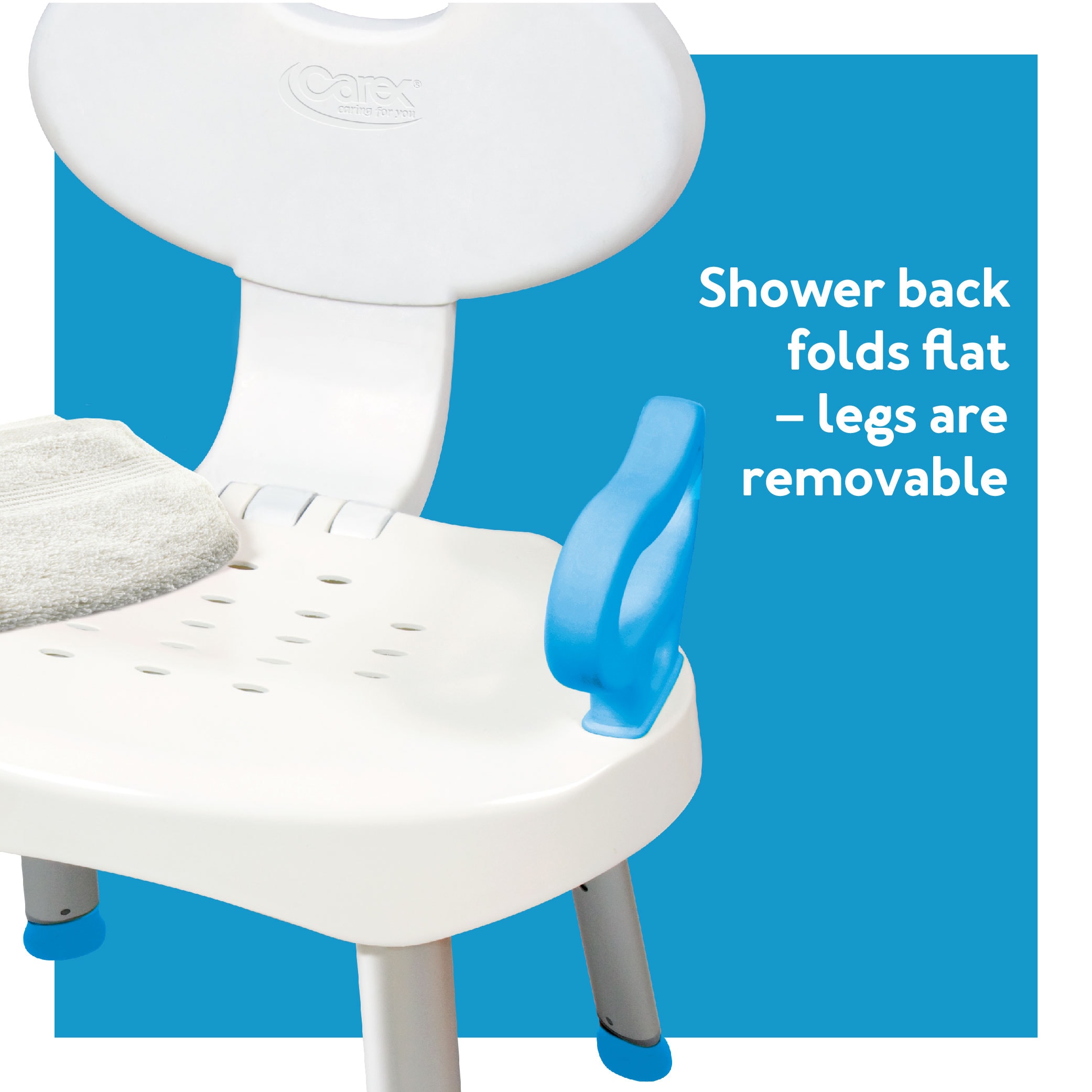 Adjustable White Plastic Bath and Shower Seat with Handles