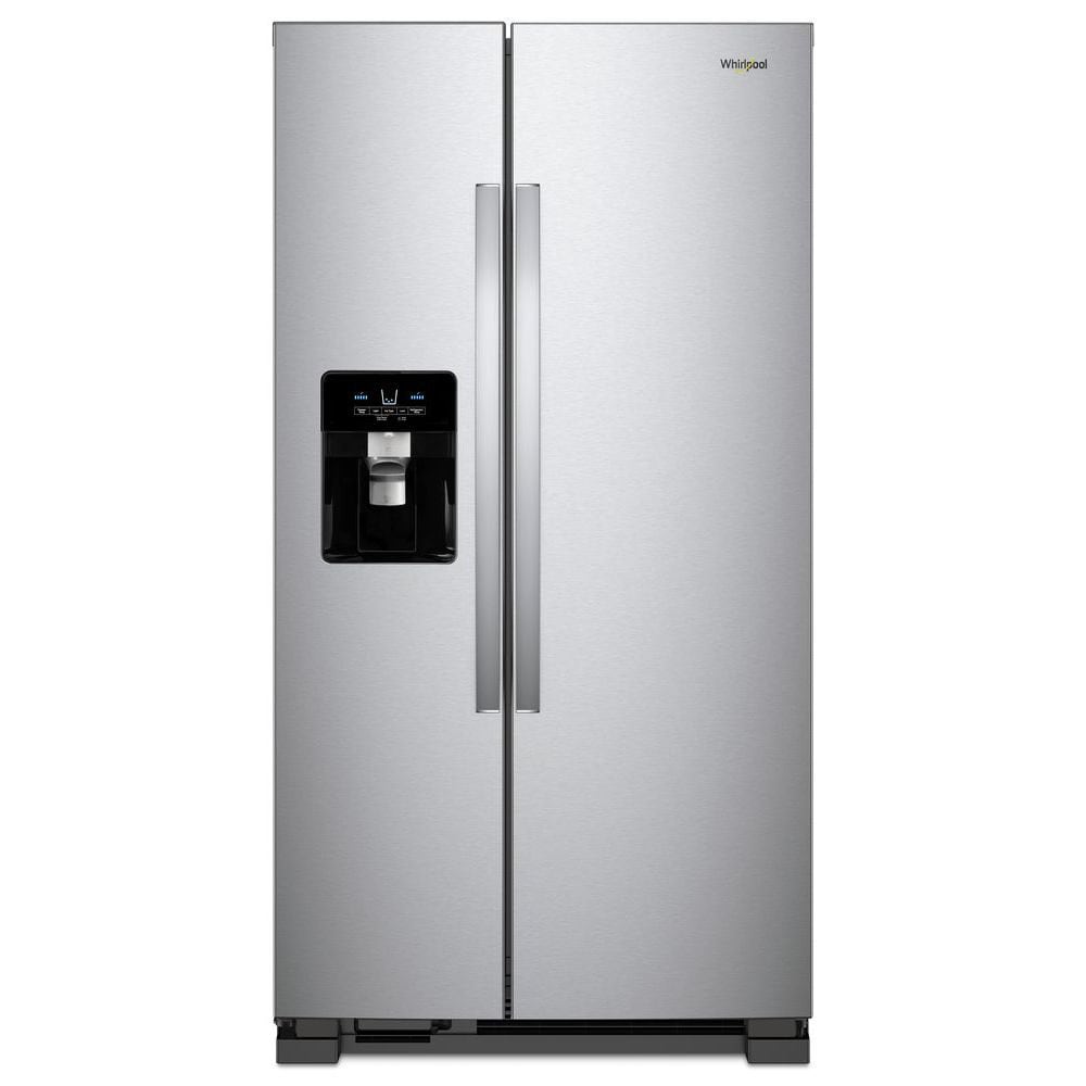 Whirlpool 21.4-Cu Ft Side-By-Side Refrigerator With Ice And Water Dispenser  And Can Caddy - Fingerprint Resistant Stainless Steel In The Side-By-Side  Refrigerators Department At Lowes.com