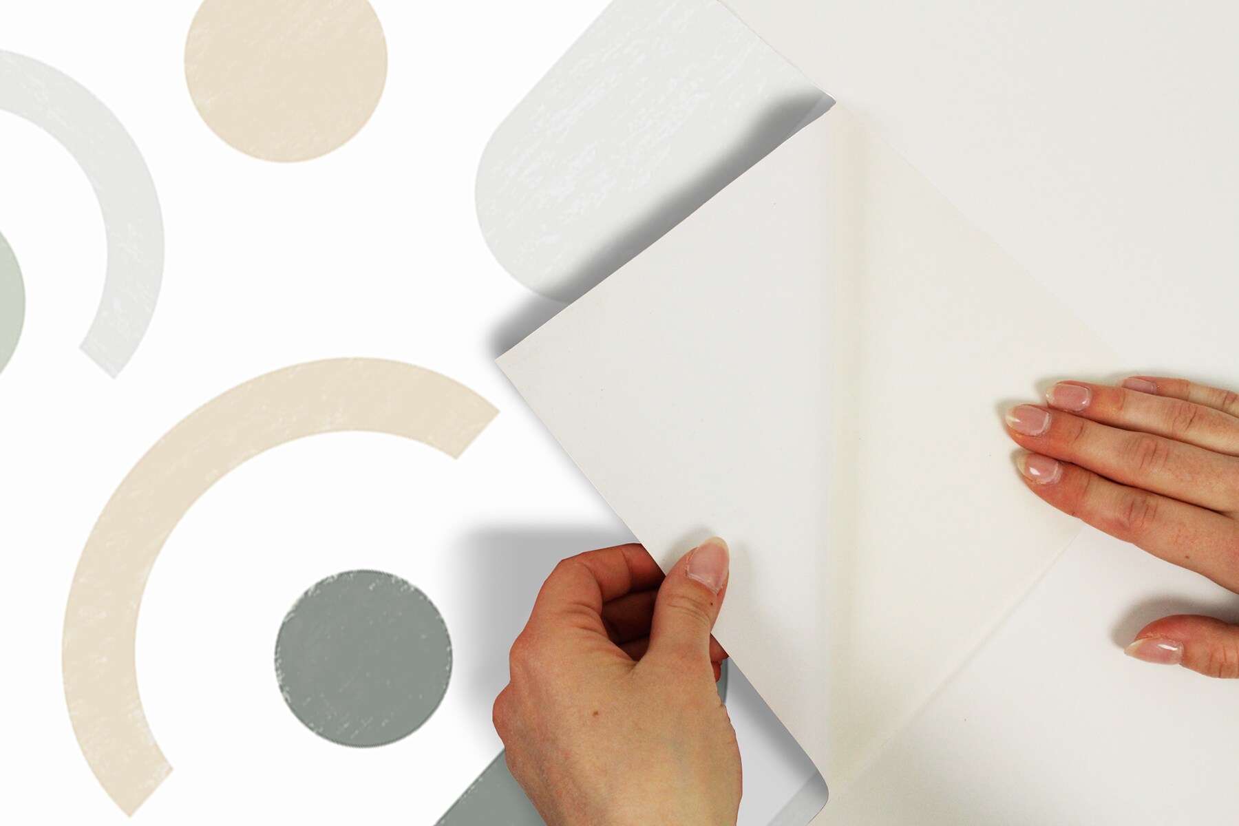 Self-Adhesive White and Green Geometric Peel and Stick Wallpaper