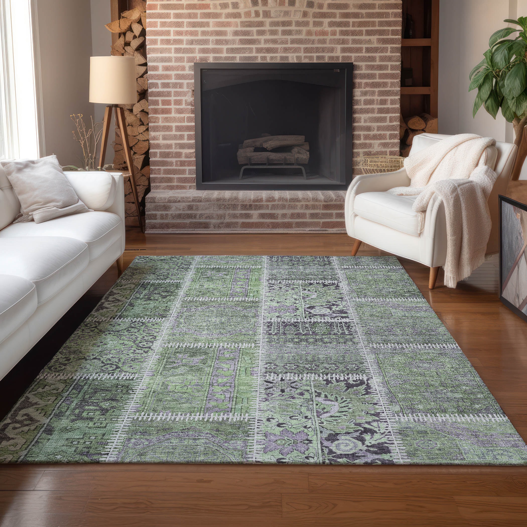 Addison Rugs ACN635GE8X10 Chantille ACN635GE 8 x 10 (ft) Polyester Green Rectangular Indoor/Outdoor Geometric Machine washable Area rug