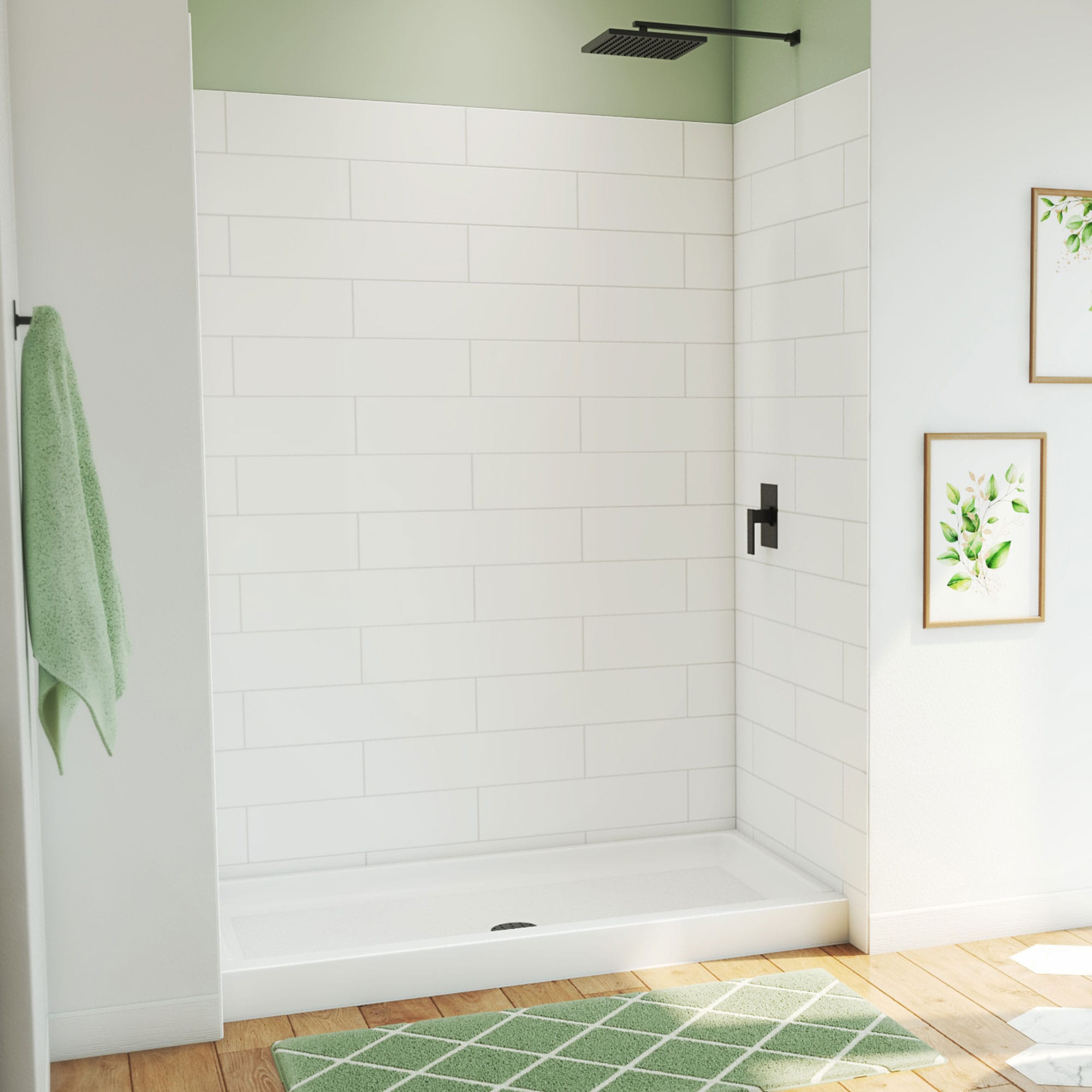 DreamLine BWDS60321MC0001 DreamStone 2 -Piece 32-in W x 60-in L x 84-in H Rectangular Alcove shower kit ( Center Drain) Base and Wall
