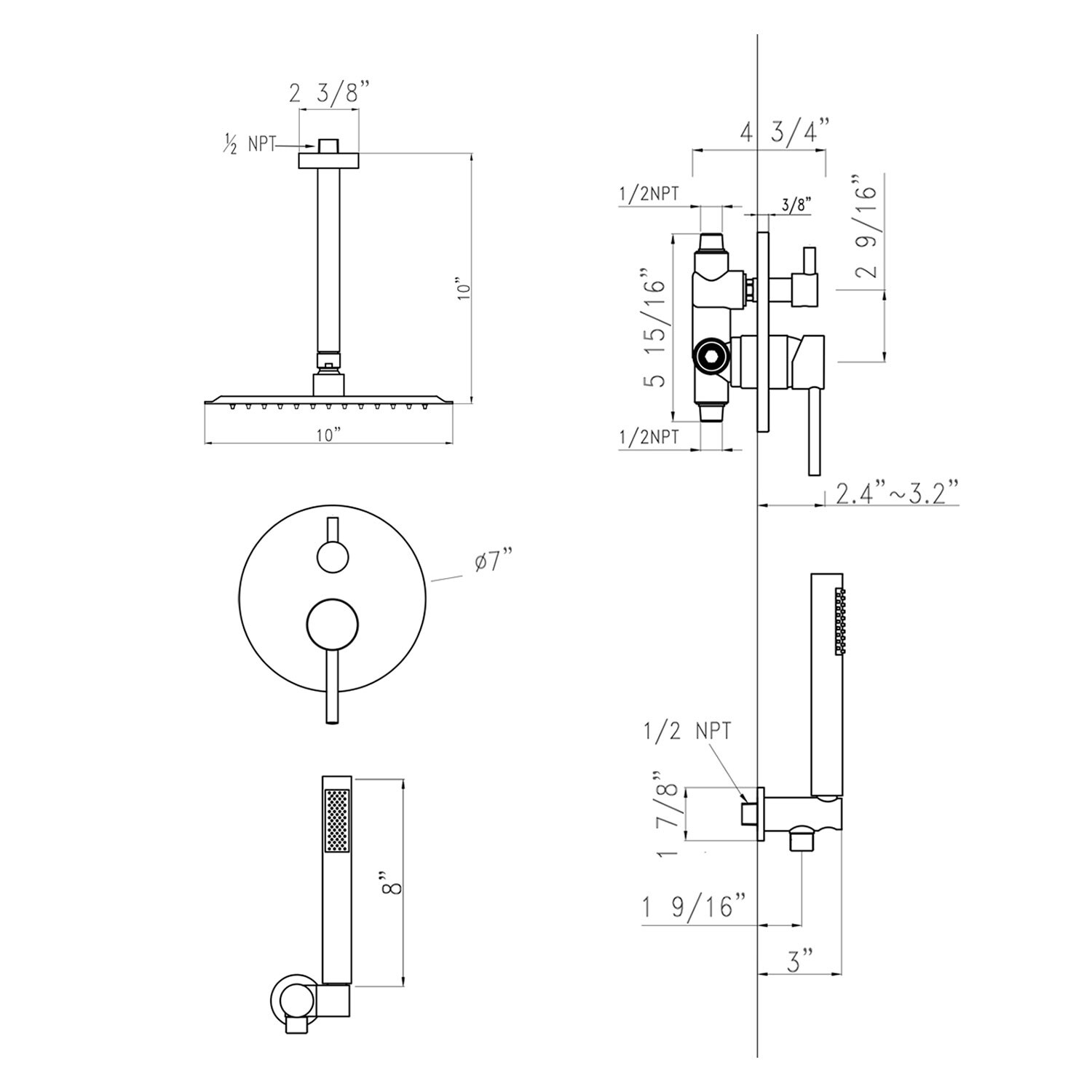 ZAKLOOP WUPP313145AAD Fixed-Showerhead - View #3
