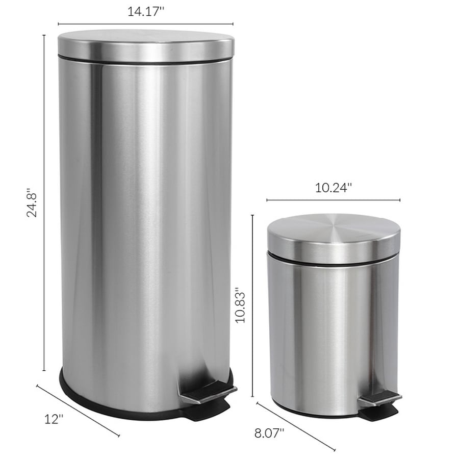 happimess 7.9-Gallons Stainless Steel Kitchen Trash Can with Lid Outdoor