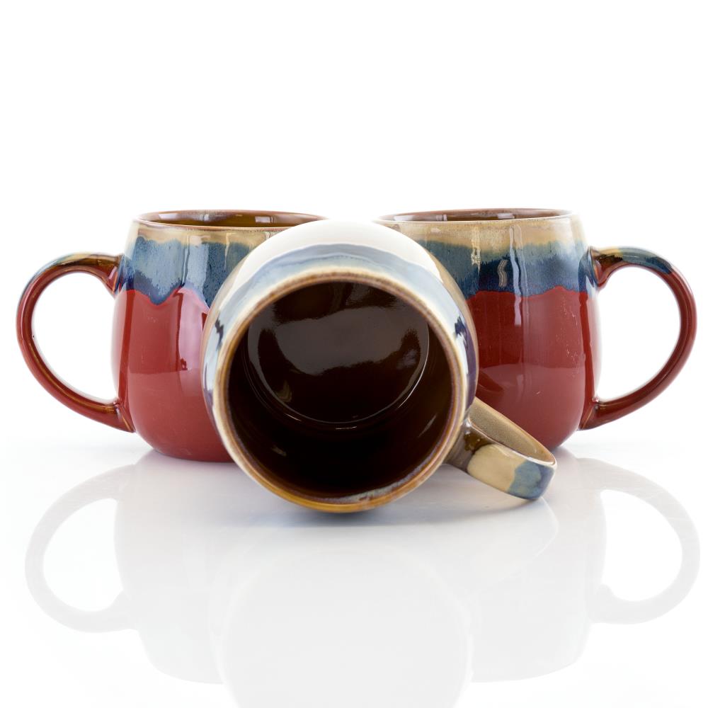 Wholesale 4pc Simply Home Mug Set W/ Stand- 11oz- 4 Asst. GREY RED WHITE  BLUE