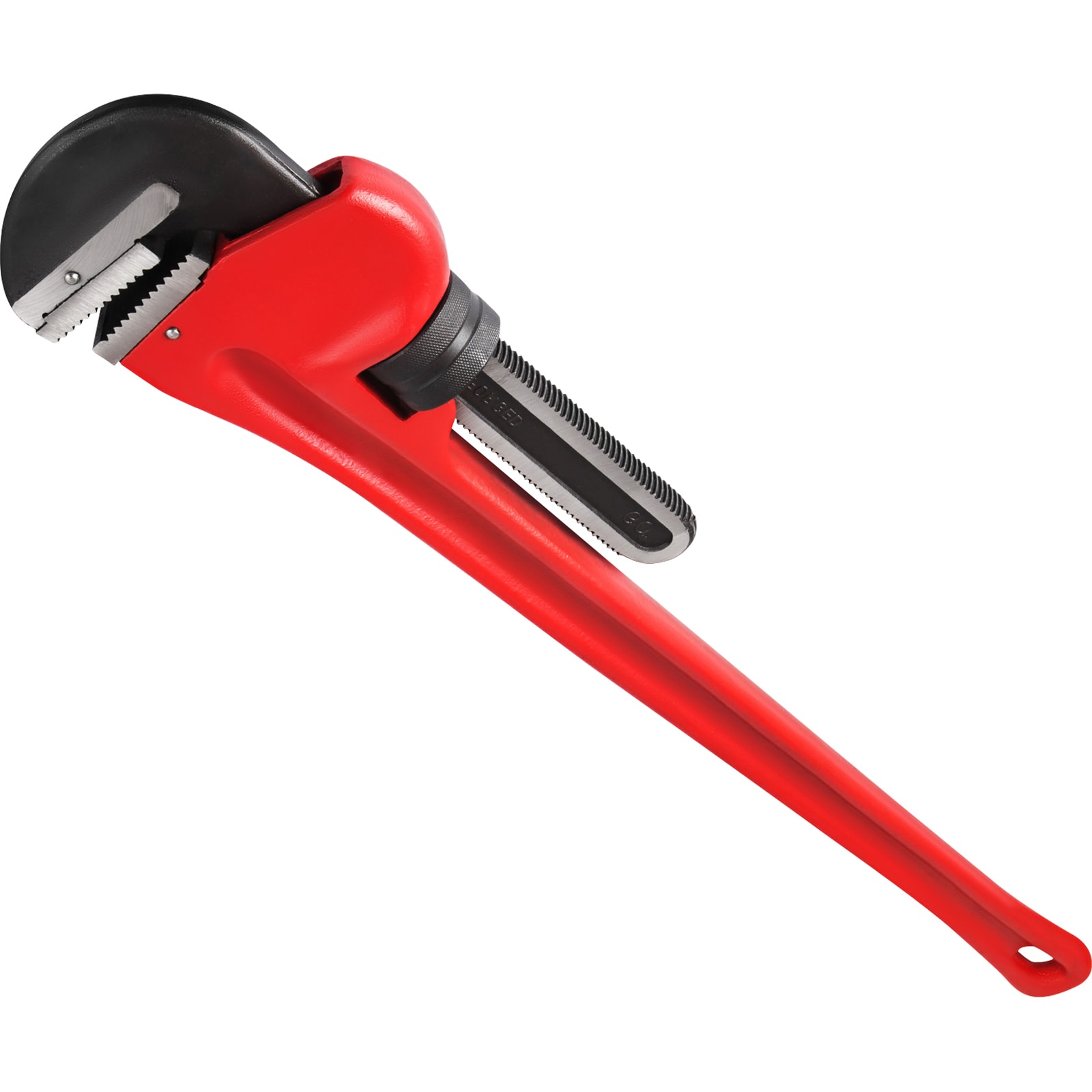 Mecale 60 in Straight Pipe Wrench Cast Iron Handle Heavy Duty 8 in Max Pipe Capacity Red